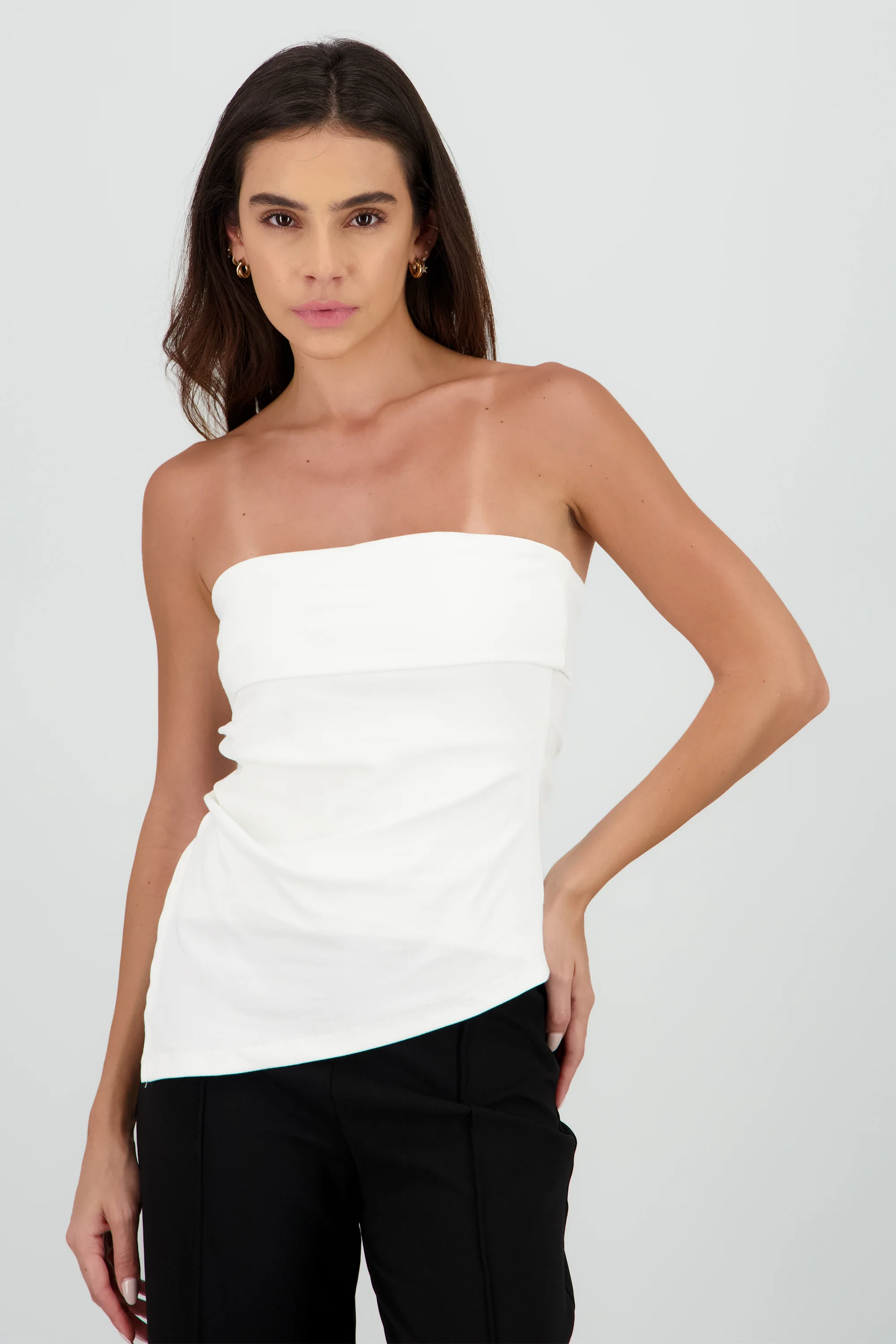 Top bandeau dobladillo detalle asimetrico