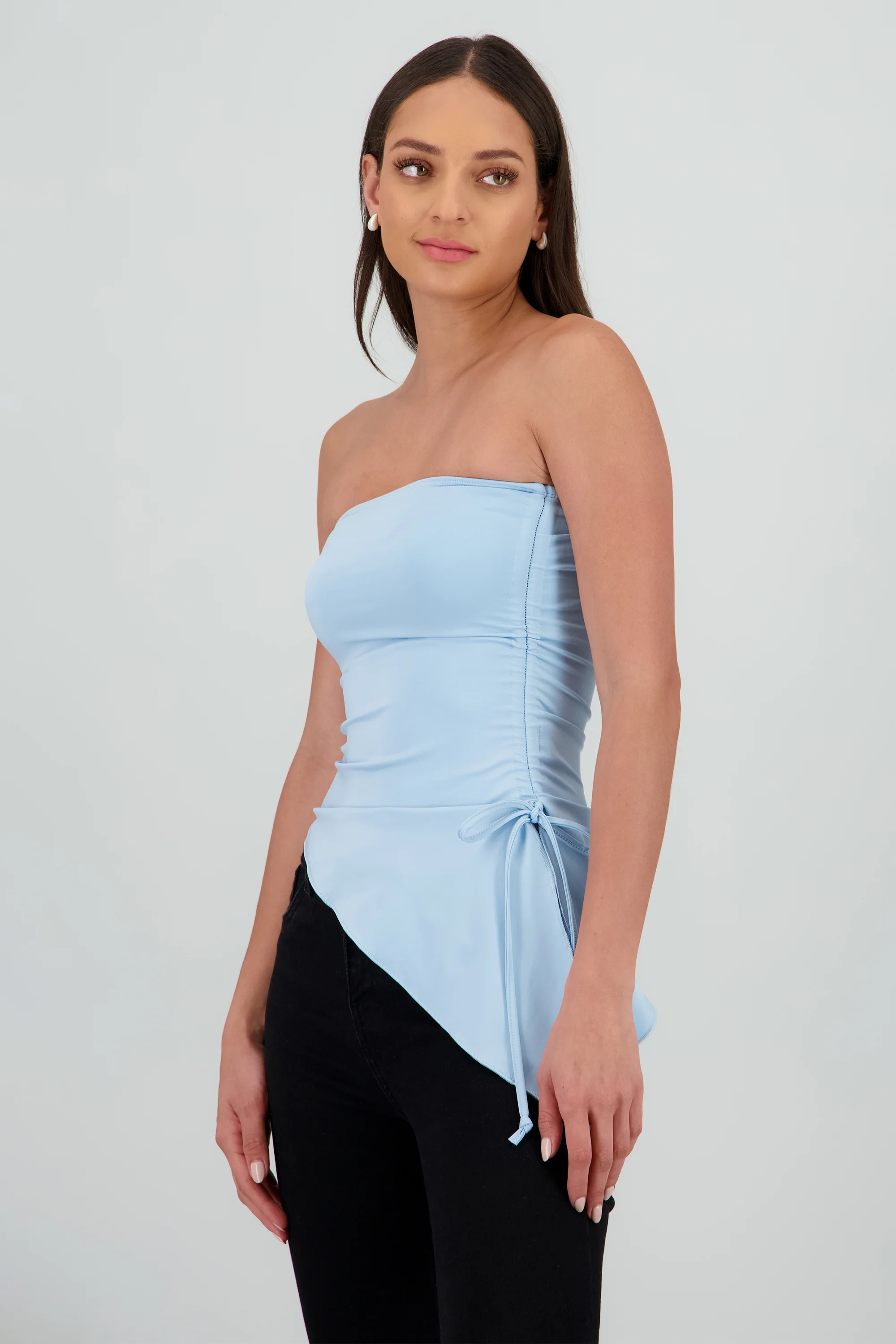Top con jareta strapless liso - Image 2