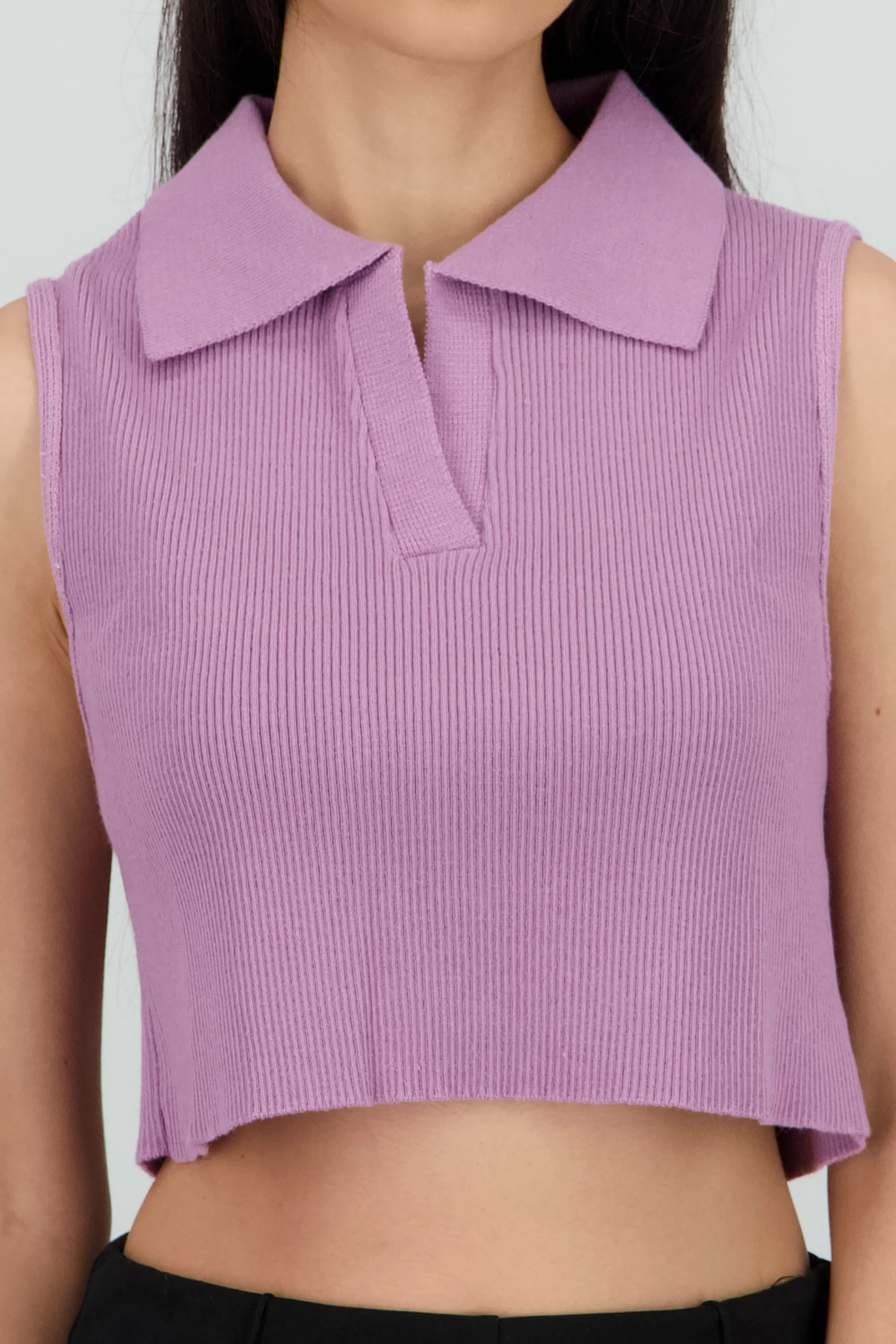 Top crop liso cuello polo - Image 5