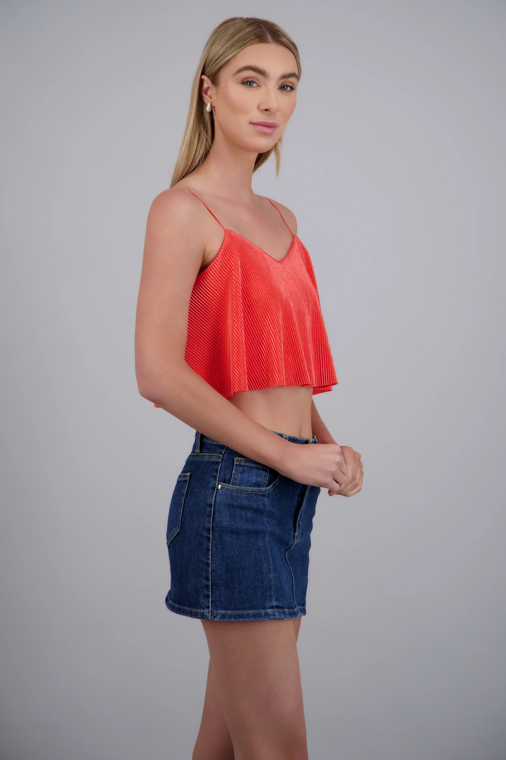 Top Crop Tejido Plisado Tirantes - Image 2