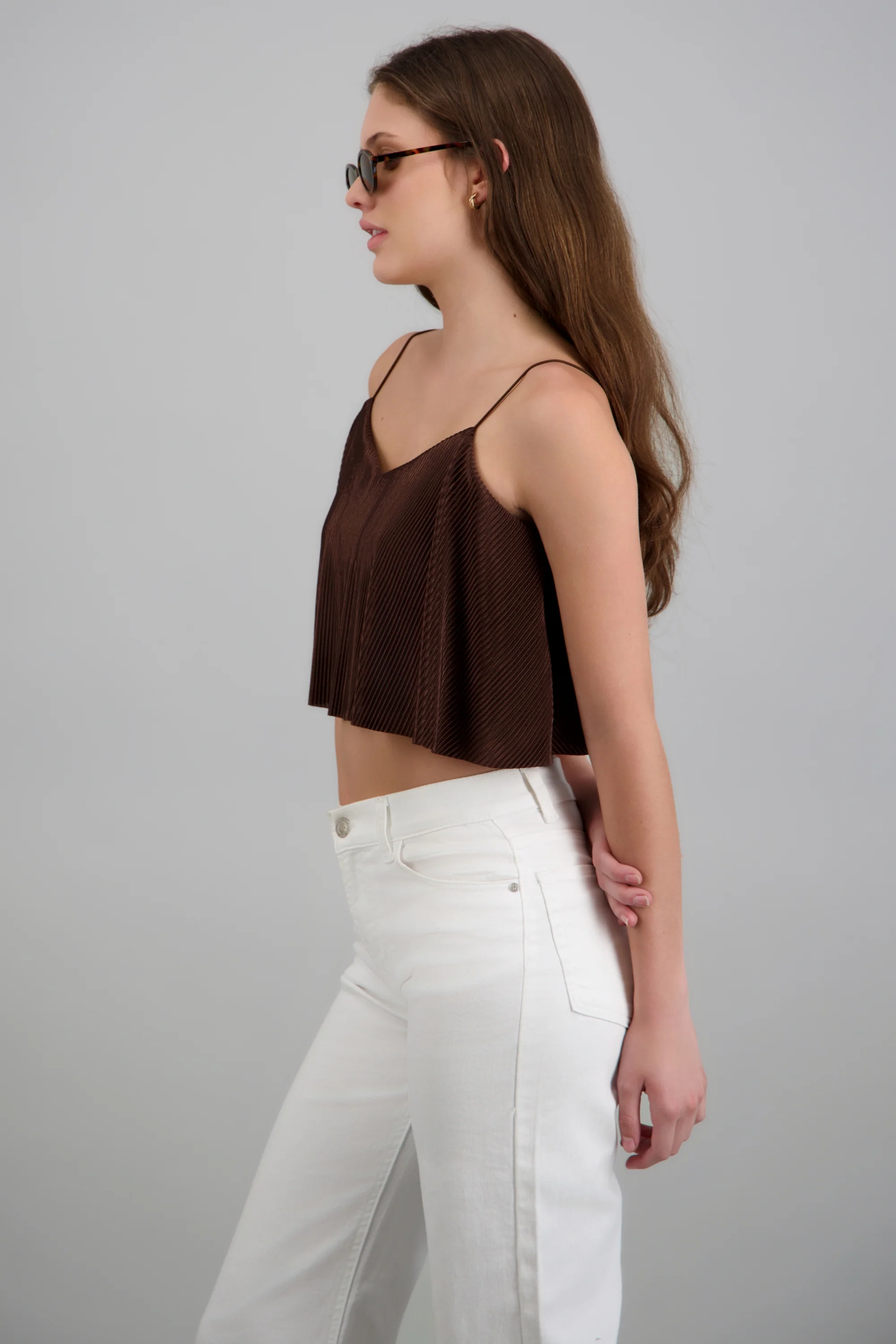 Top Crop Tejido Plisado Tirantes - Image 2