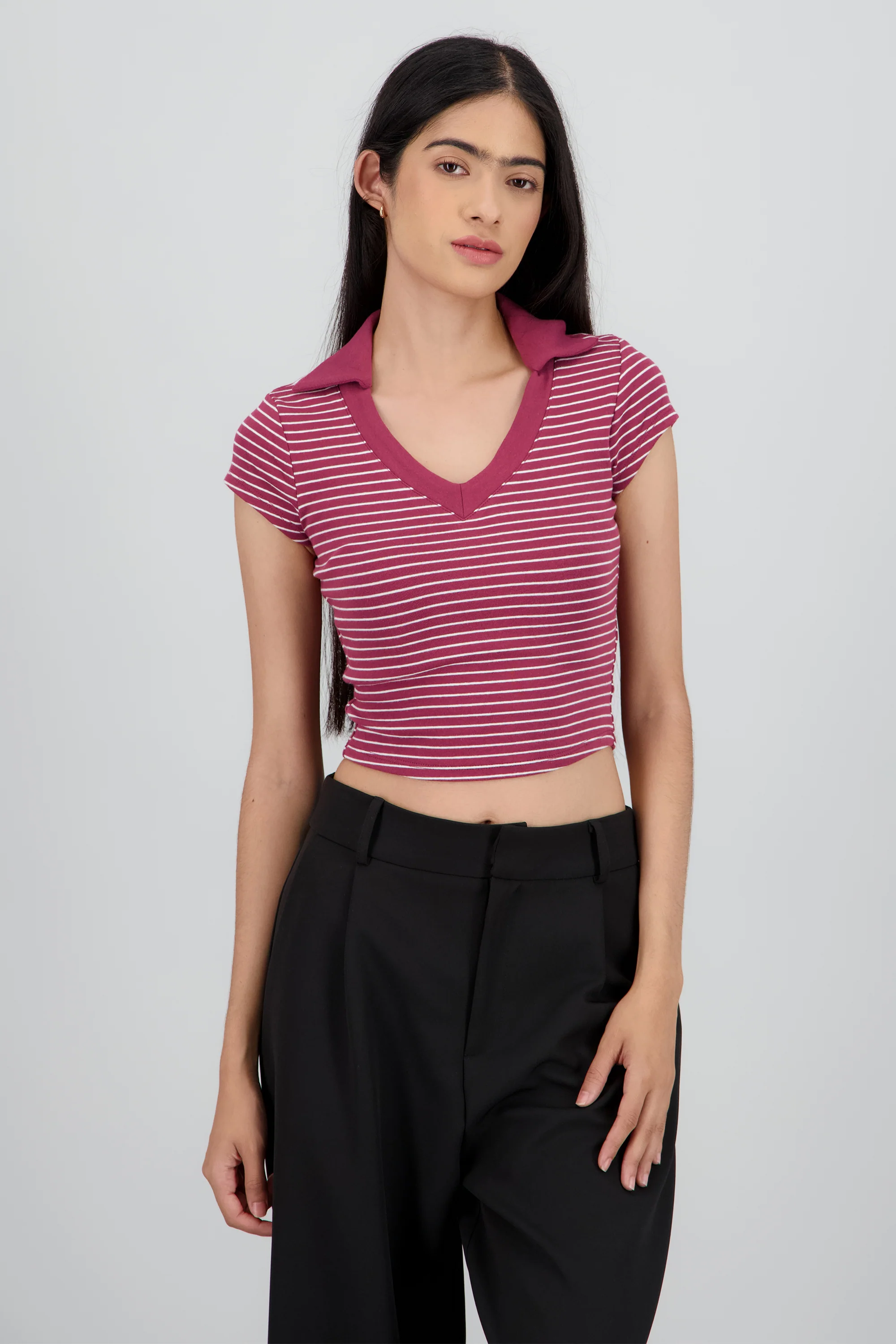 Top cuello camisero rayas - Image 2