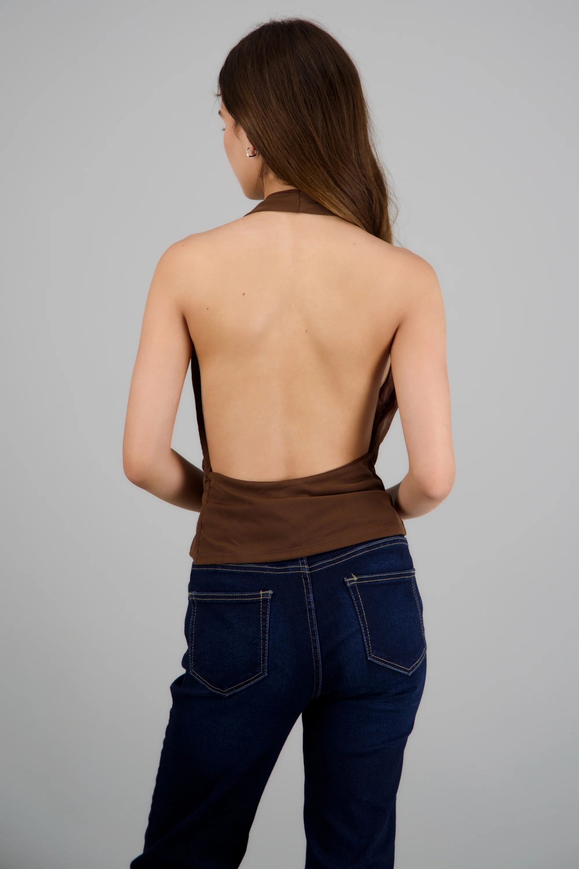 Top cuello cascada halter de mesh - Image 4