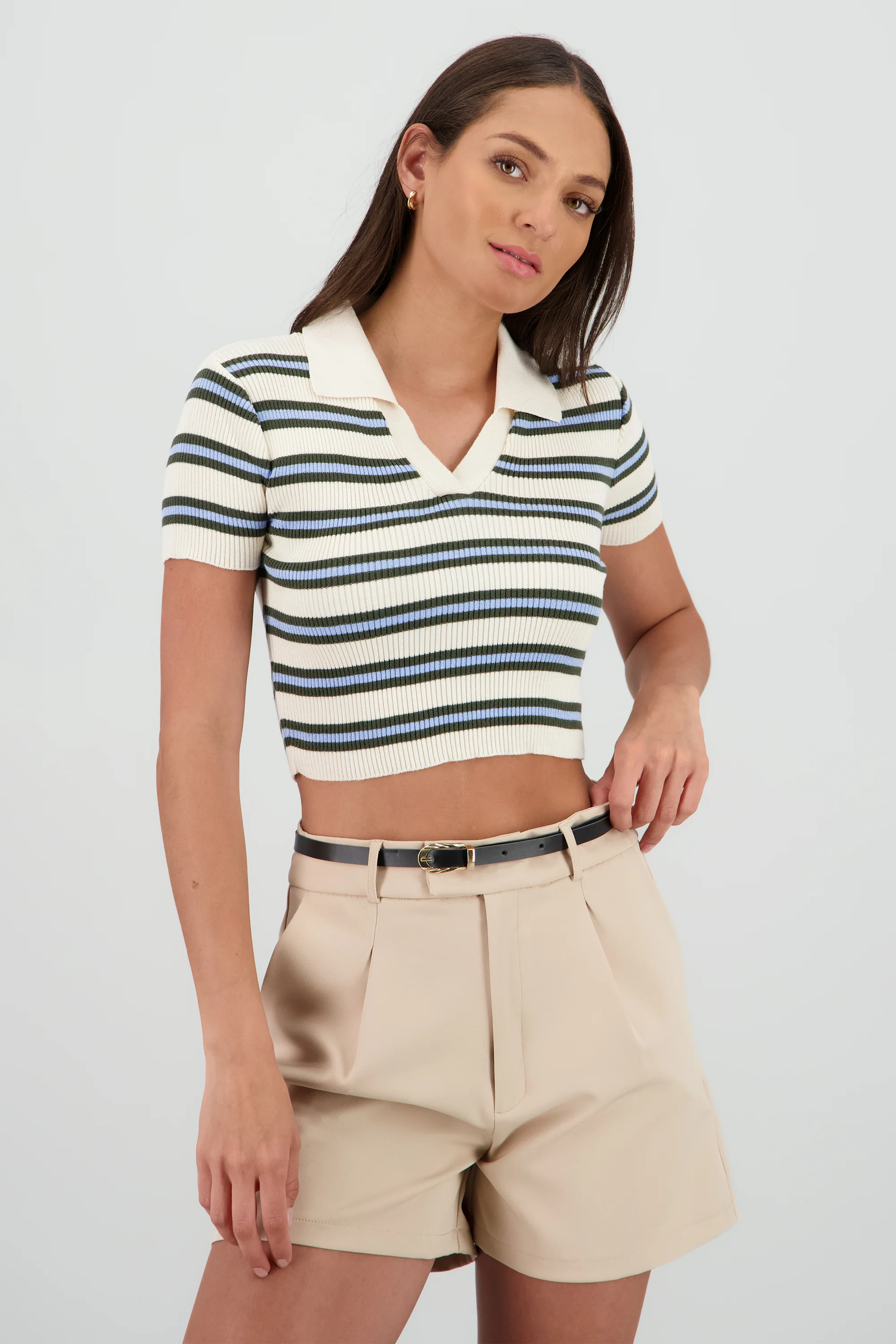Top cuello polo lineas