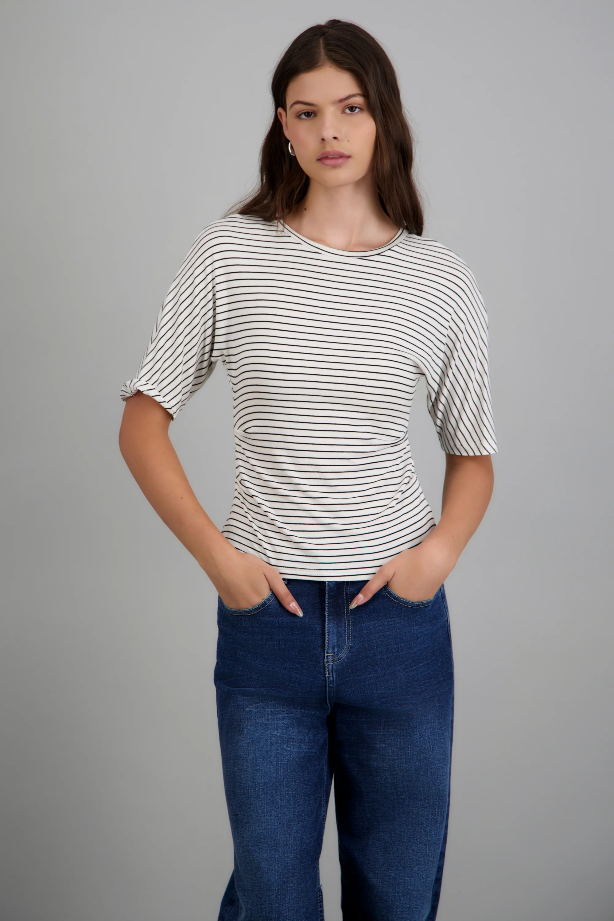 top de punto rayas con silueta definida