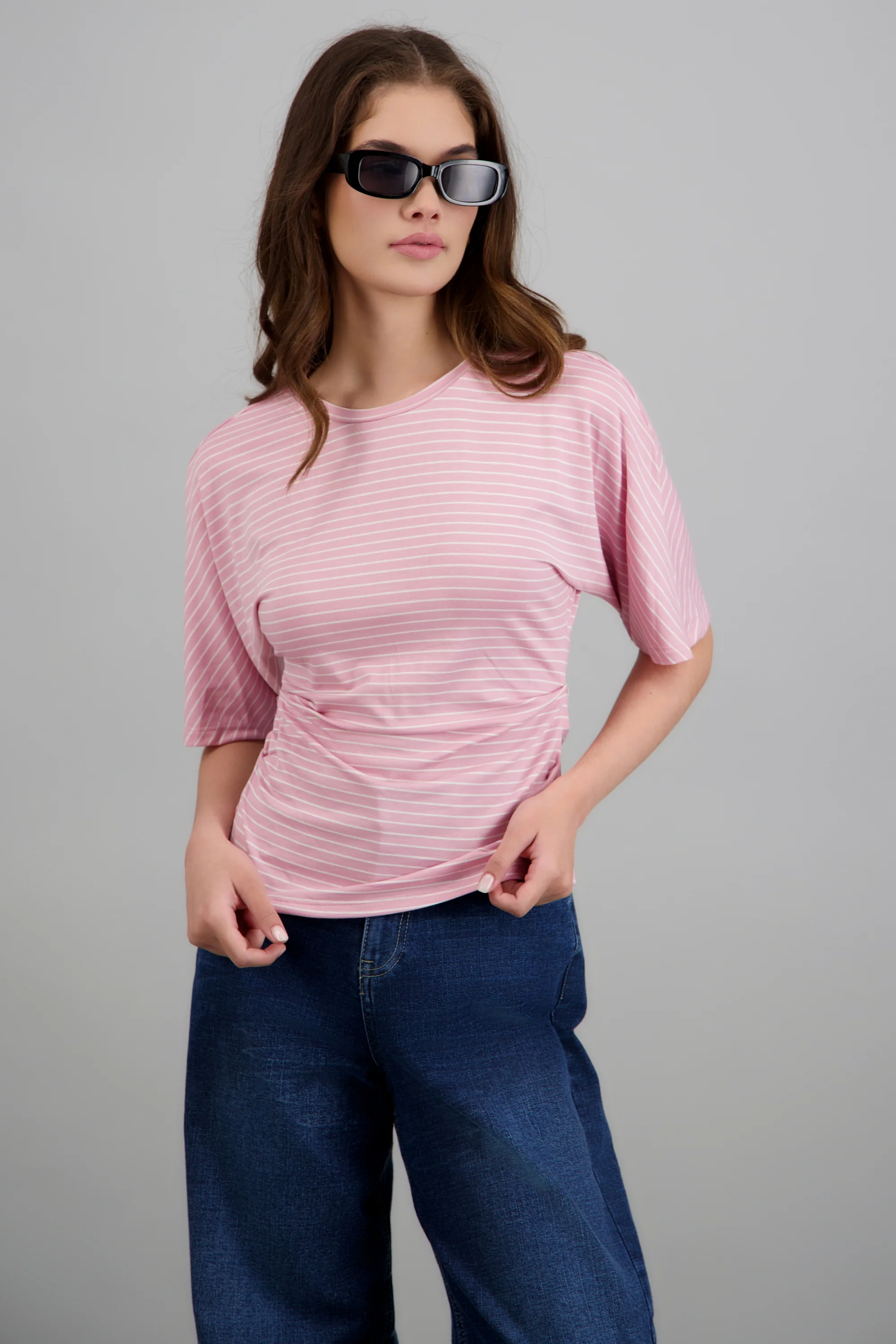 top de punto rayas con silueta definida