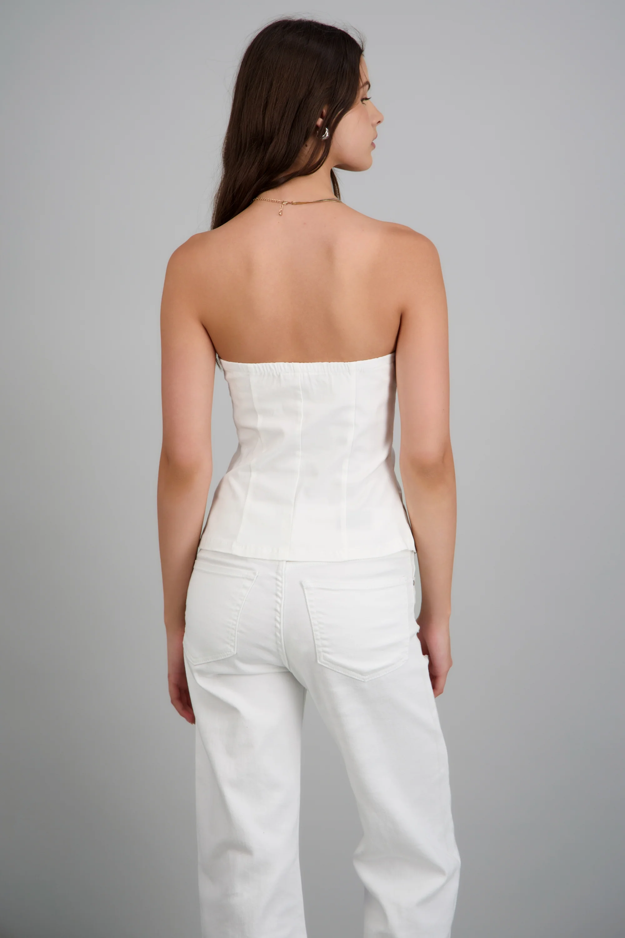 Top denim bandeau detalle botones - Image 4