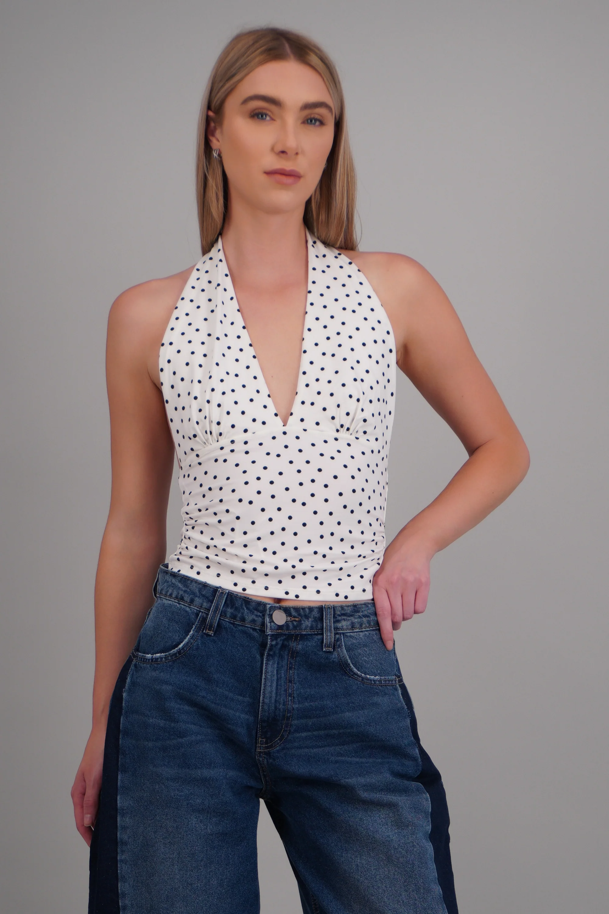 Top escote halter polkadots