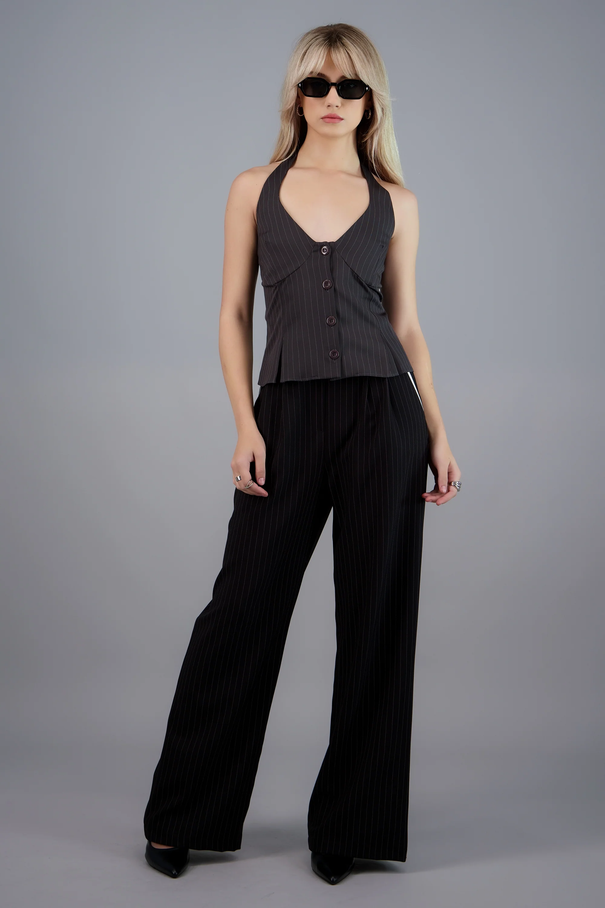 Top halter amarre estampado rayas
