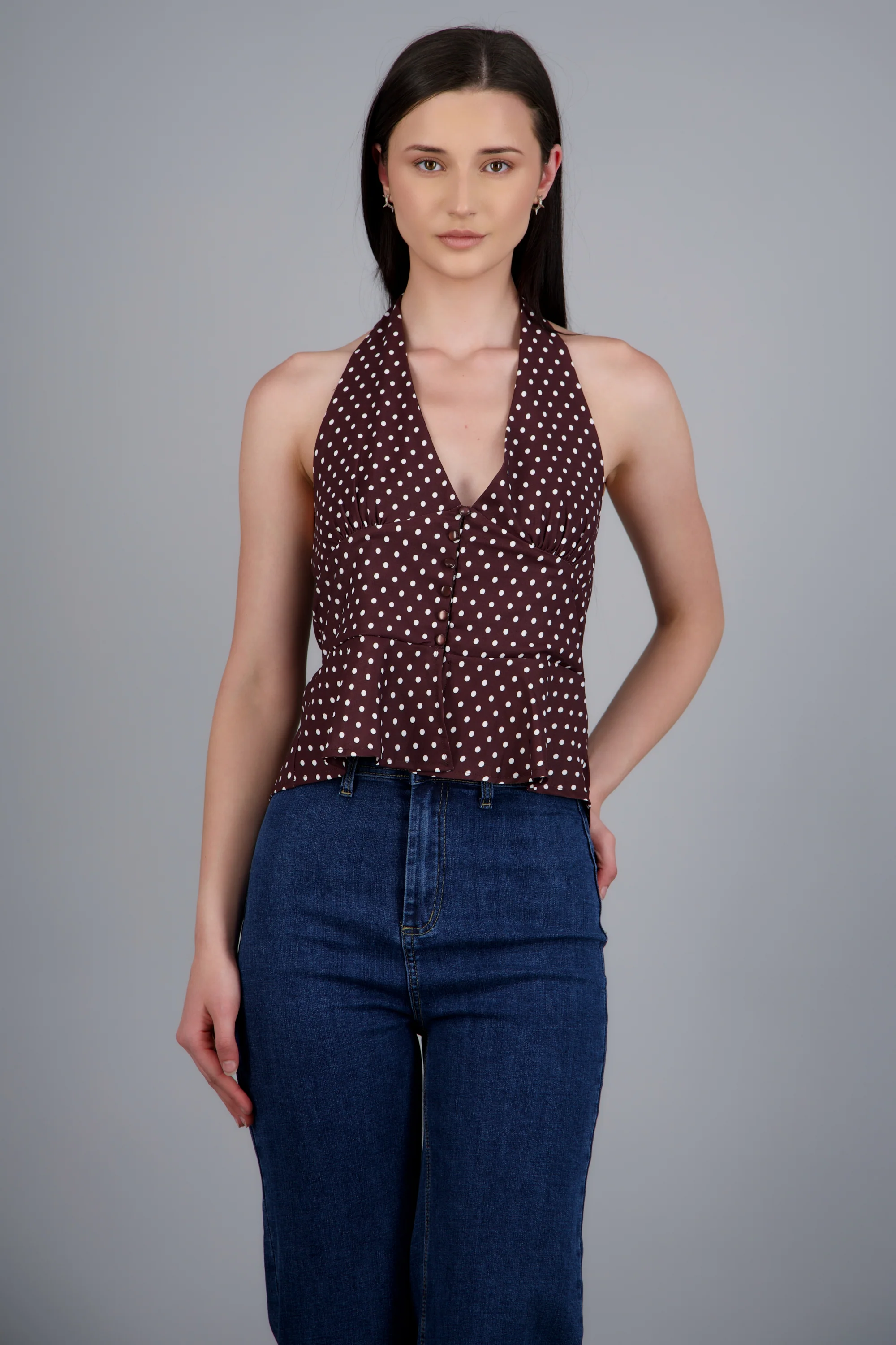 Top halter botones al frente