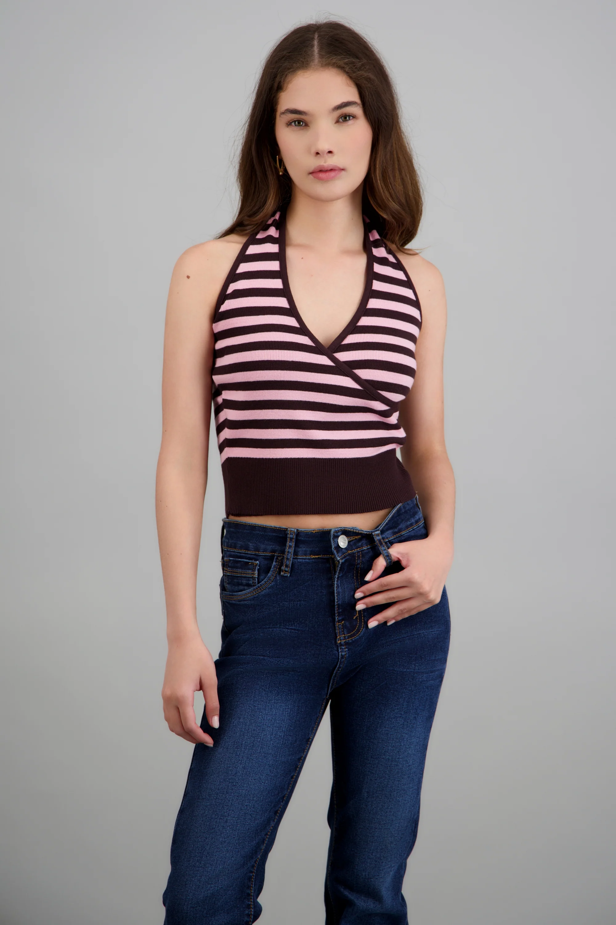 Top halter cruce rayas