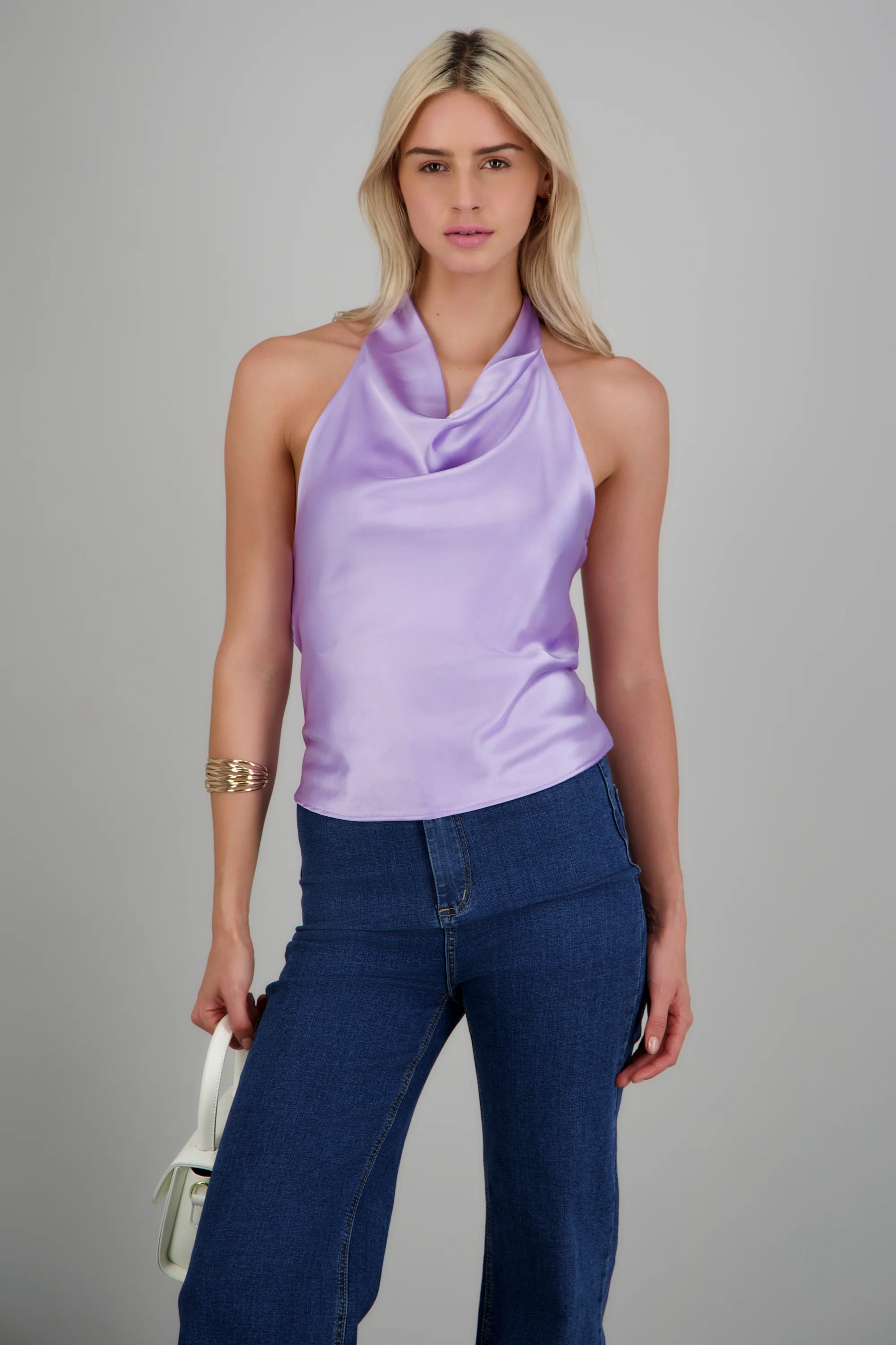 top halter cuello cascada