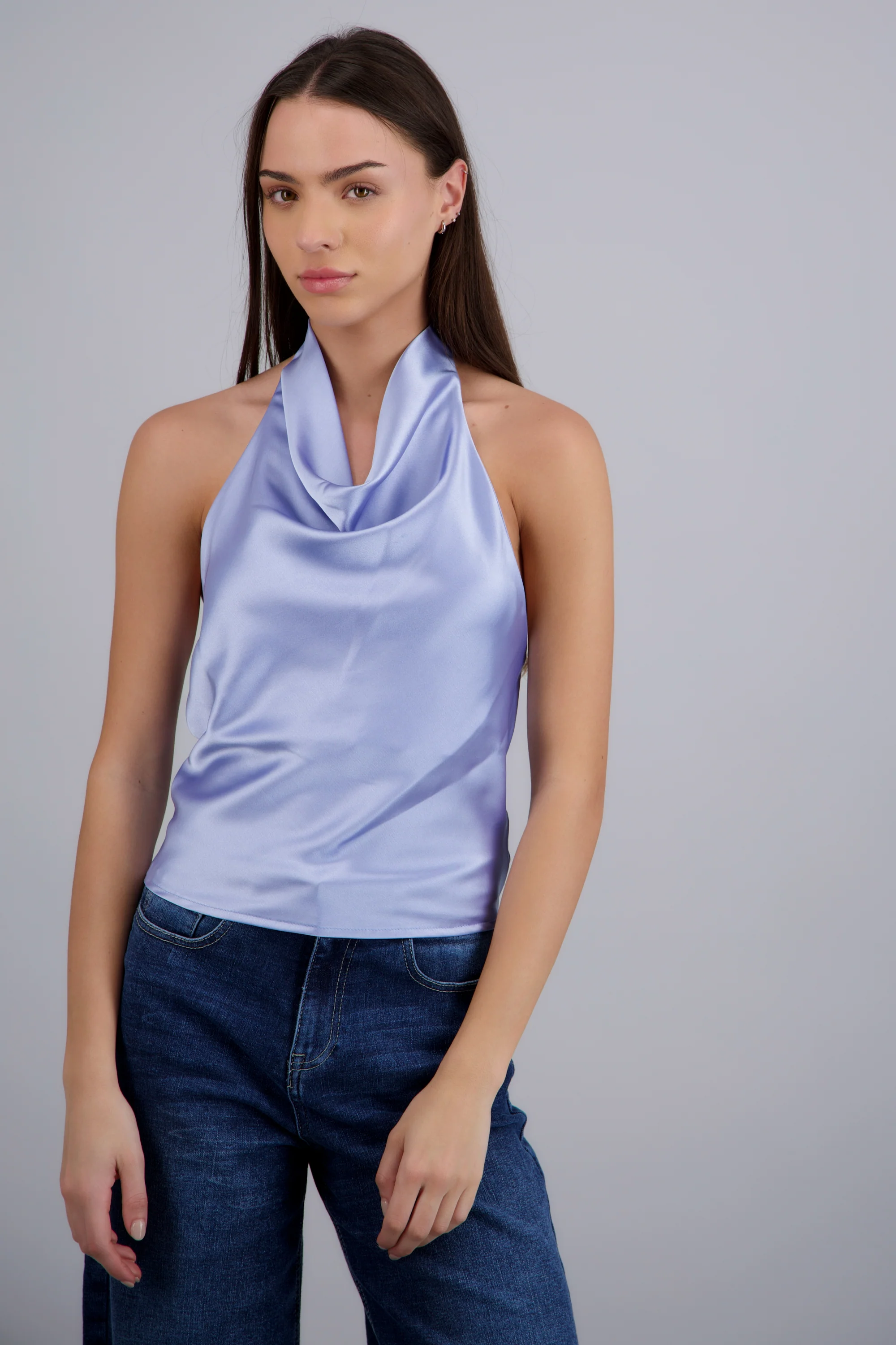 top halter cuello cascada