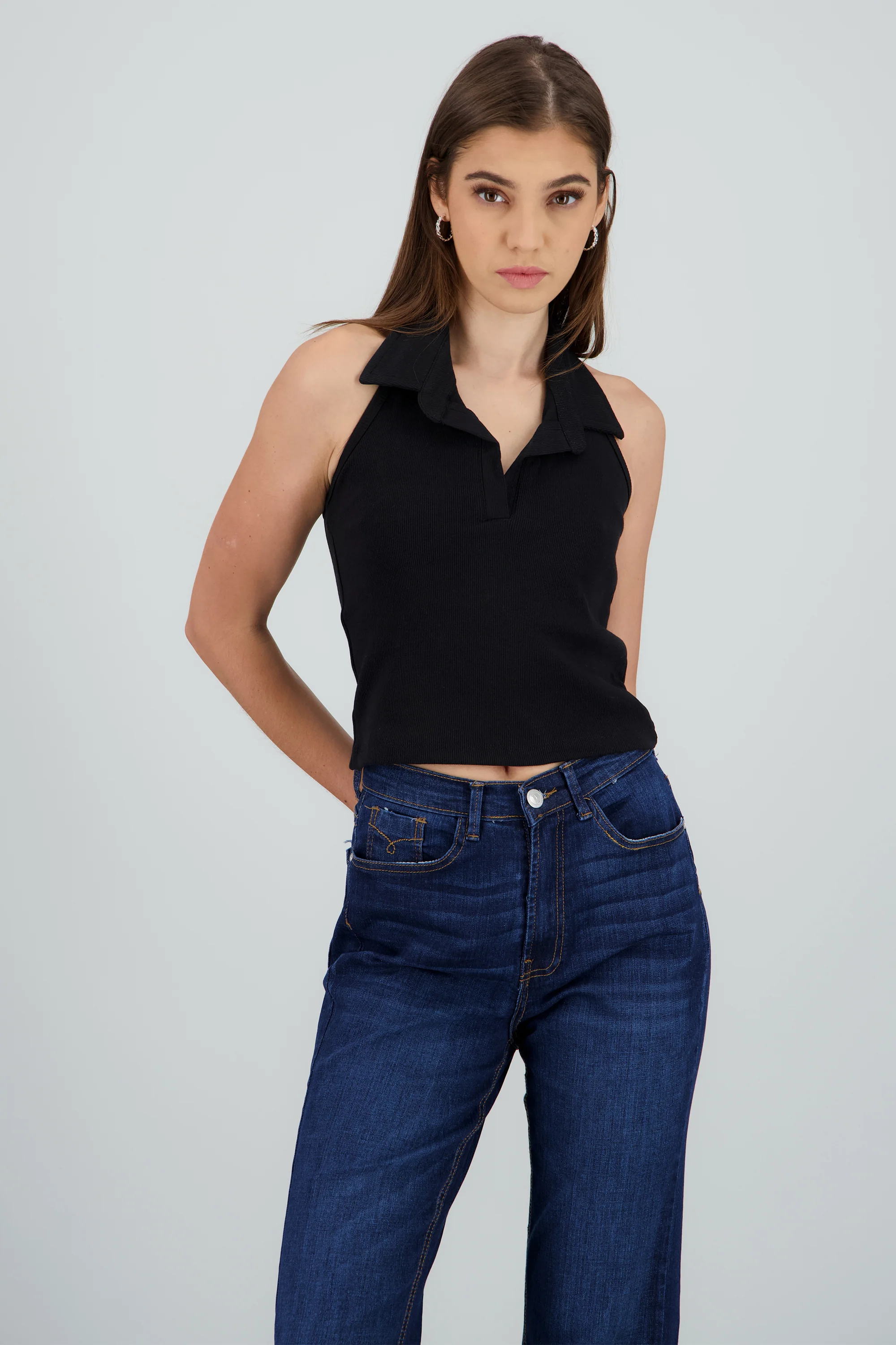 Top halter cuello polo