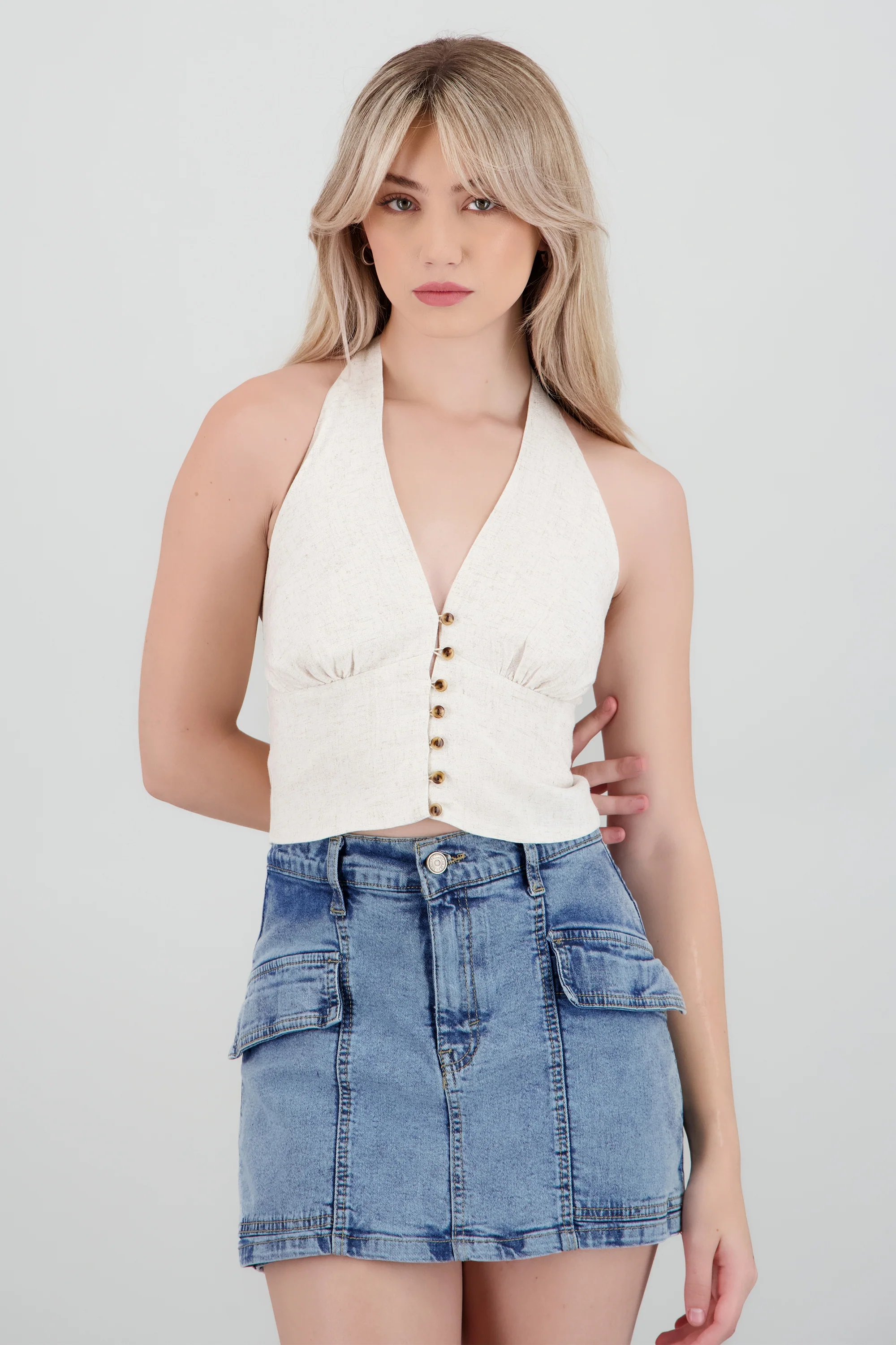 Top halter detalle botones