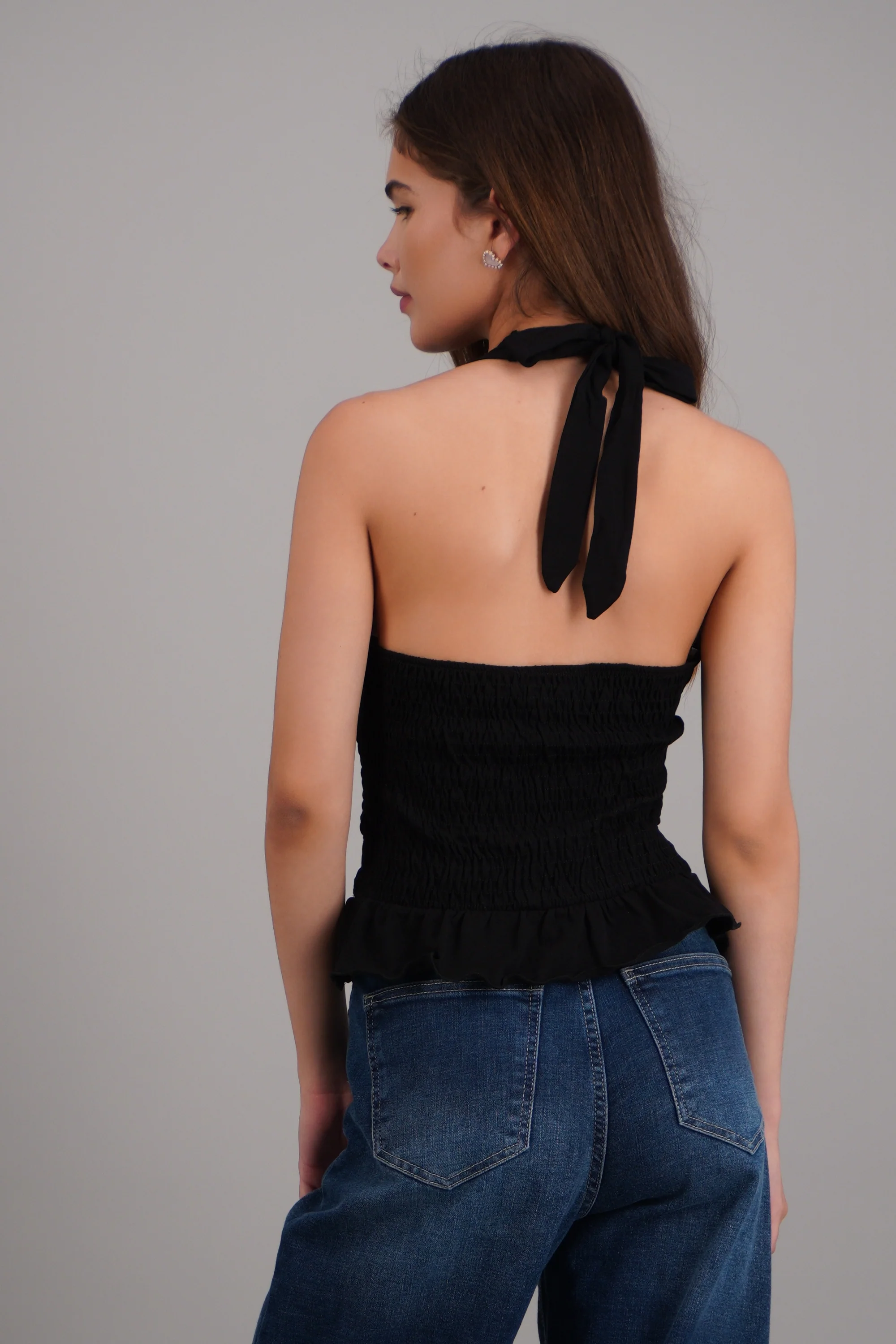 Top halter escote v detalle smock - Image 4