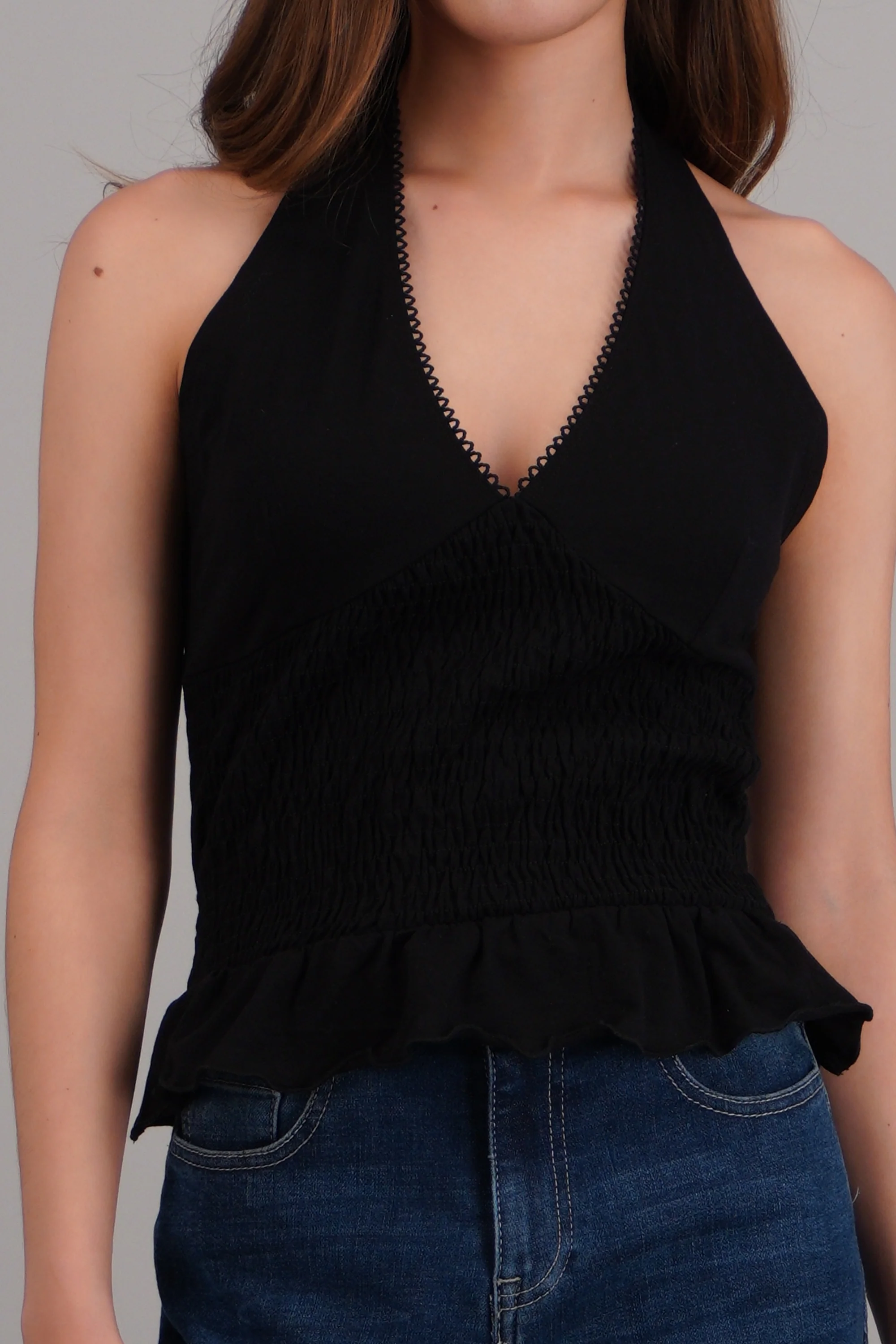 Top halter escote v detalle smock - Image 5