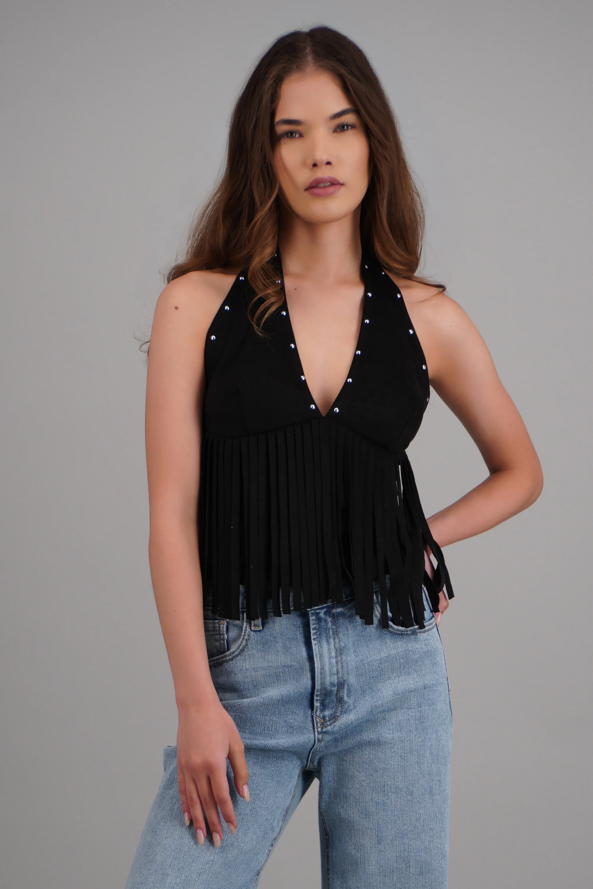 Top halter estoperoles con flecos - Image 2