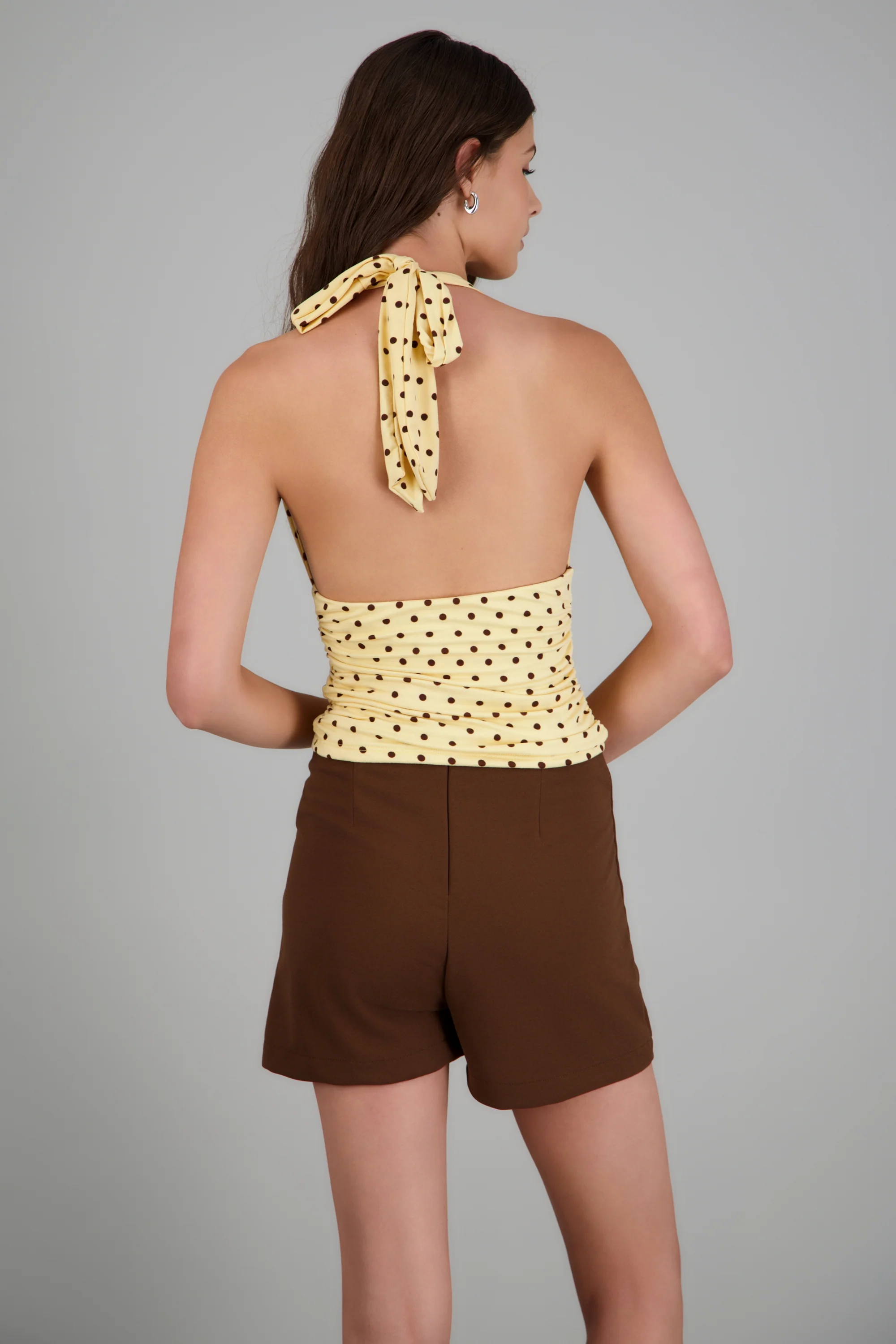 Top halter pliegues estampado polka textura - Image 2