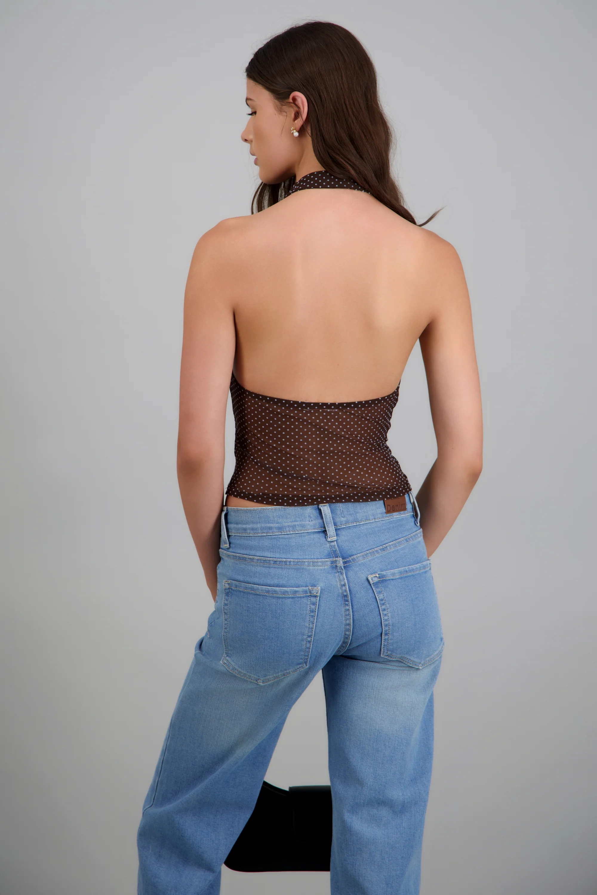 Top halter sin mangas detalle polka dots - Image 3