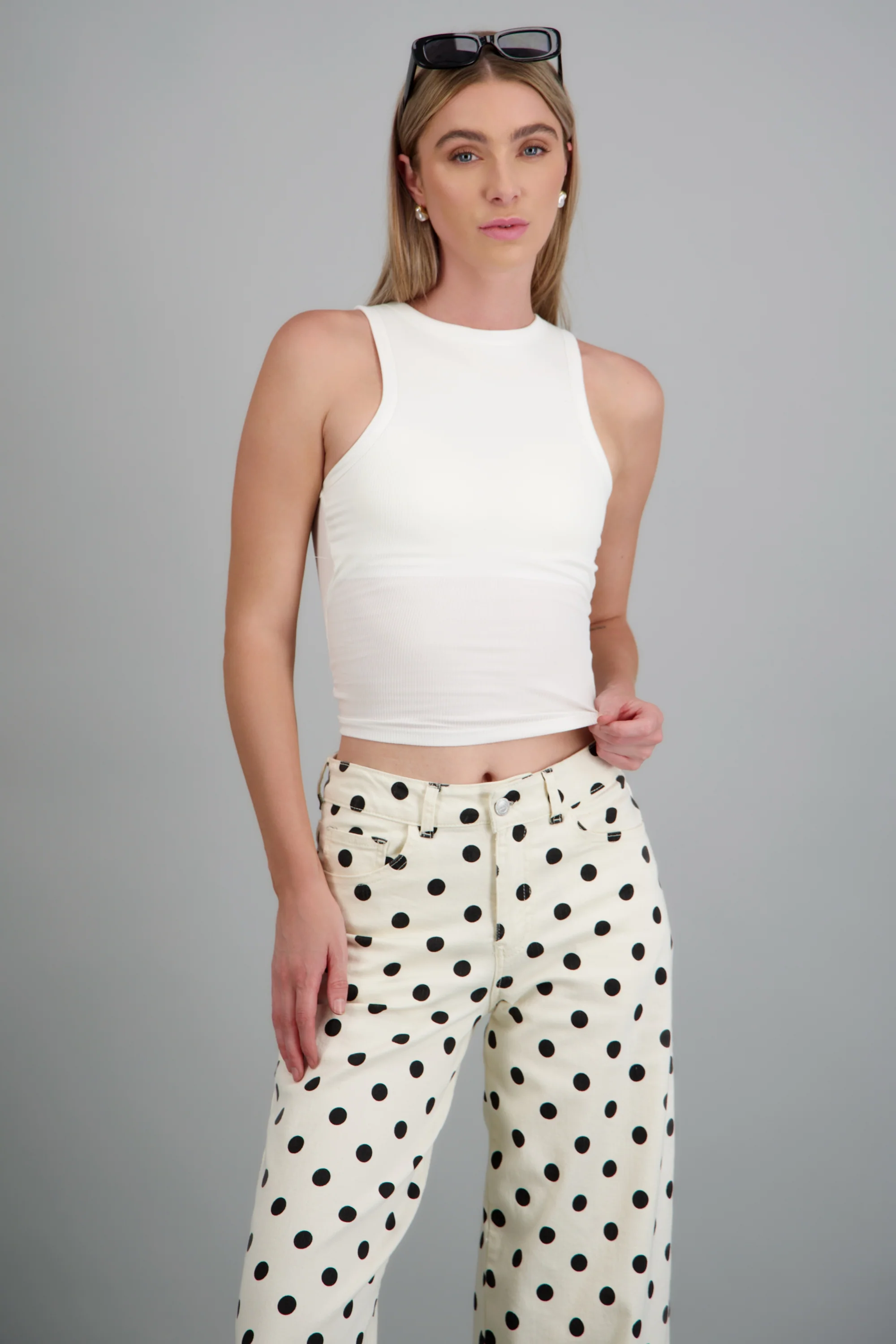 Top rib escote redondo con copas