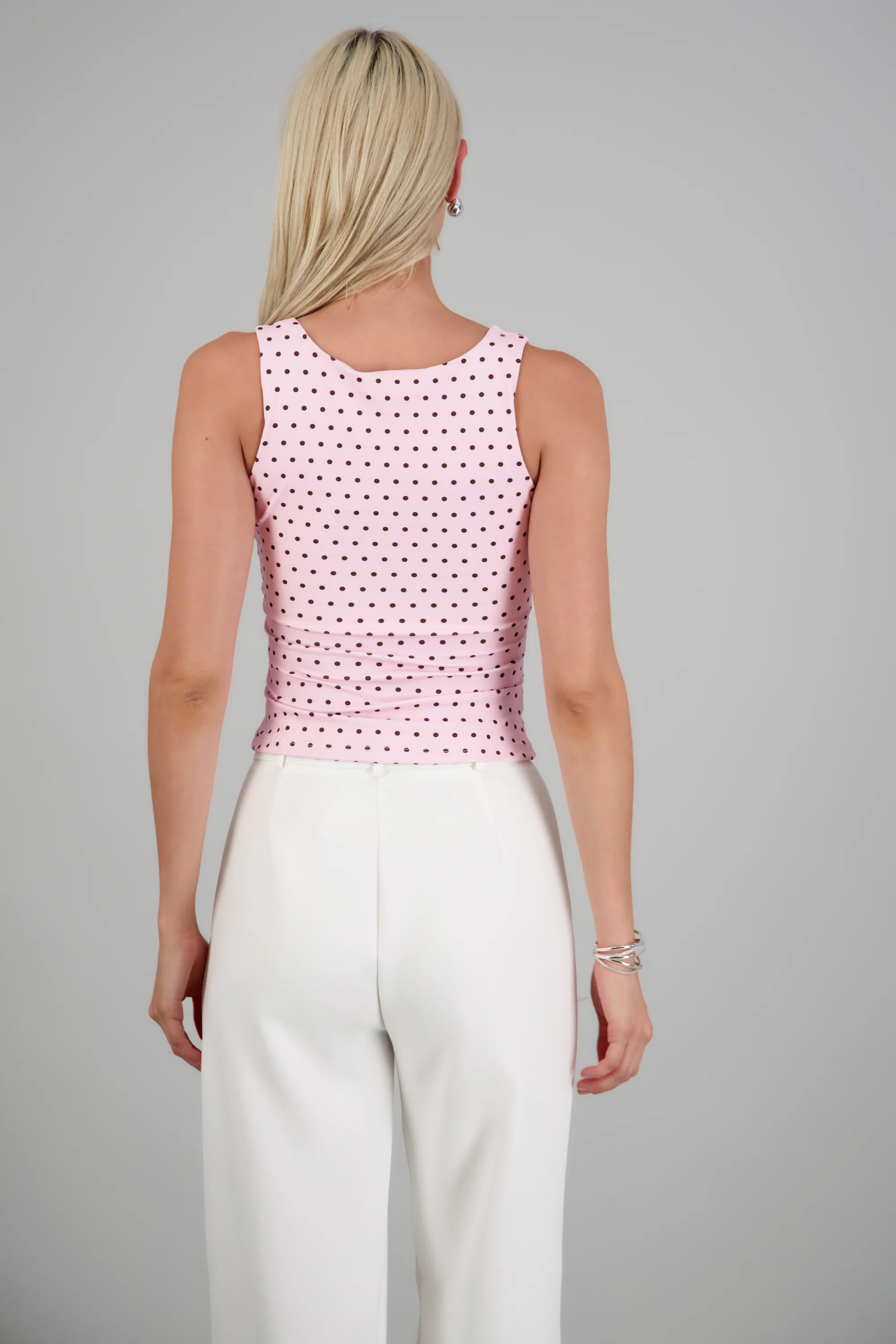 Top sin mangas escote cuadrado polka dots - Image 4