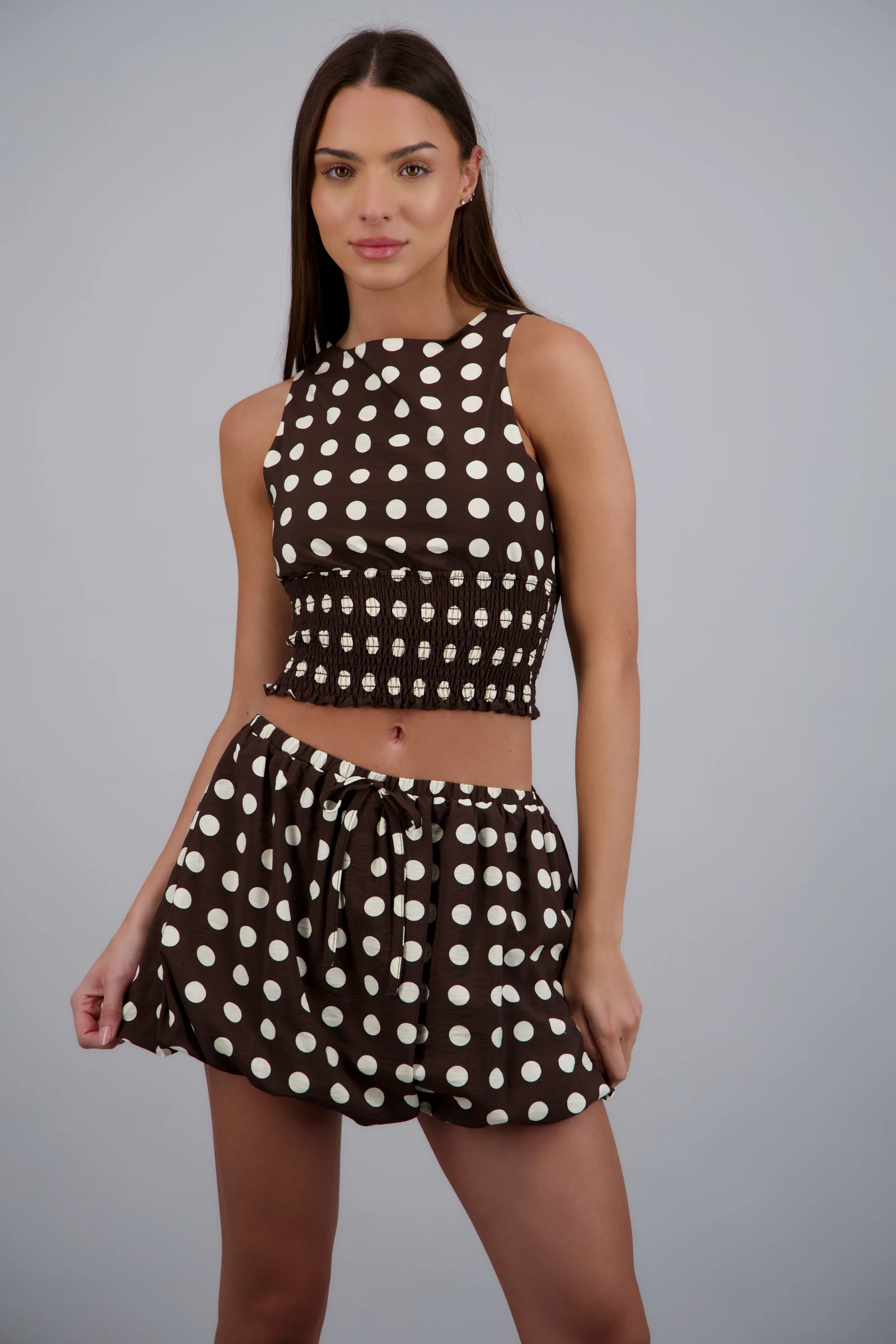 Top smock espalda amarre polka dots