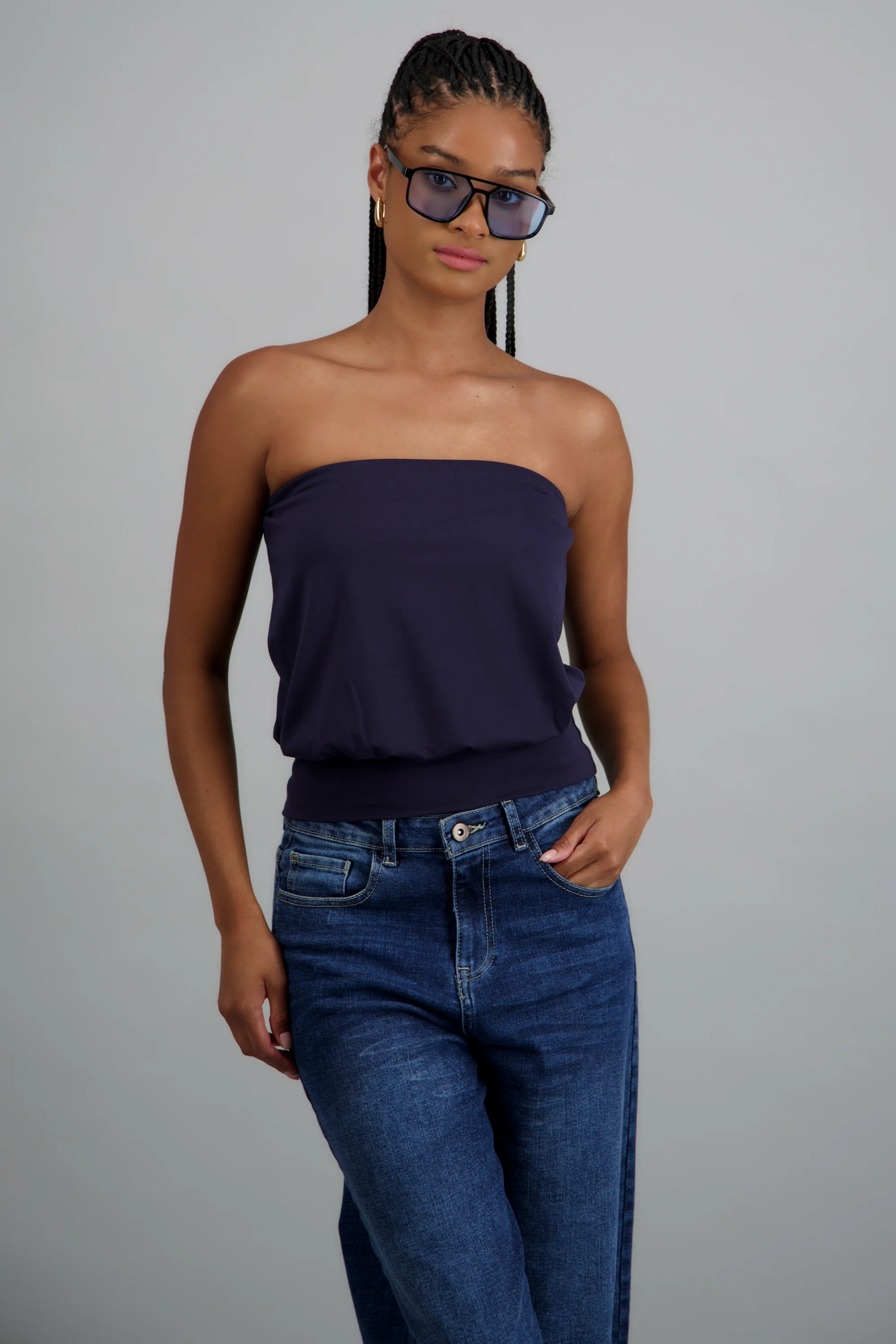 Top strapless cintura ajustada