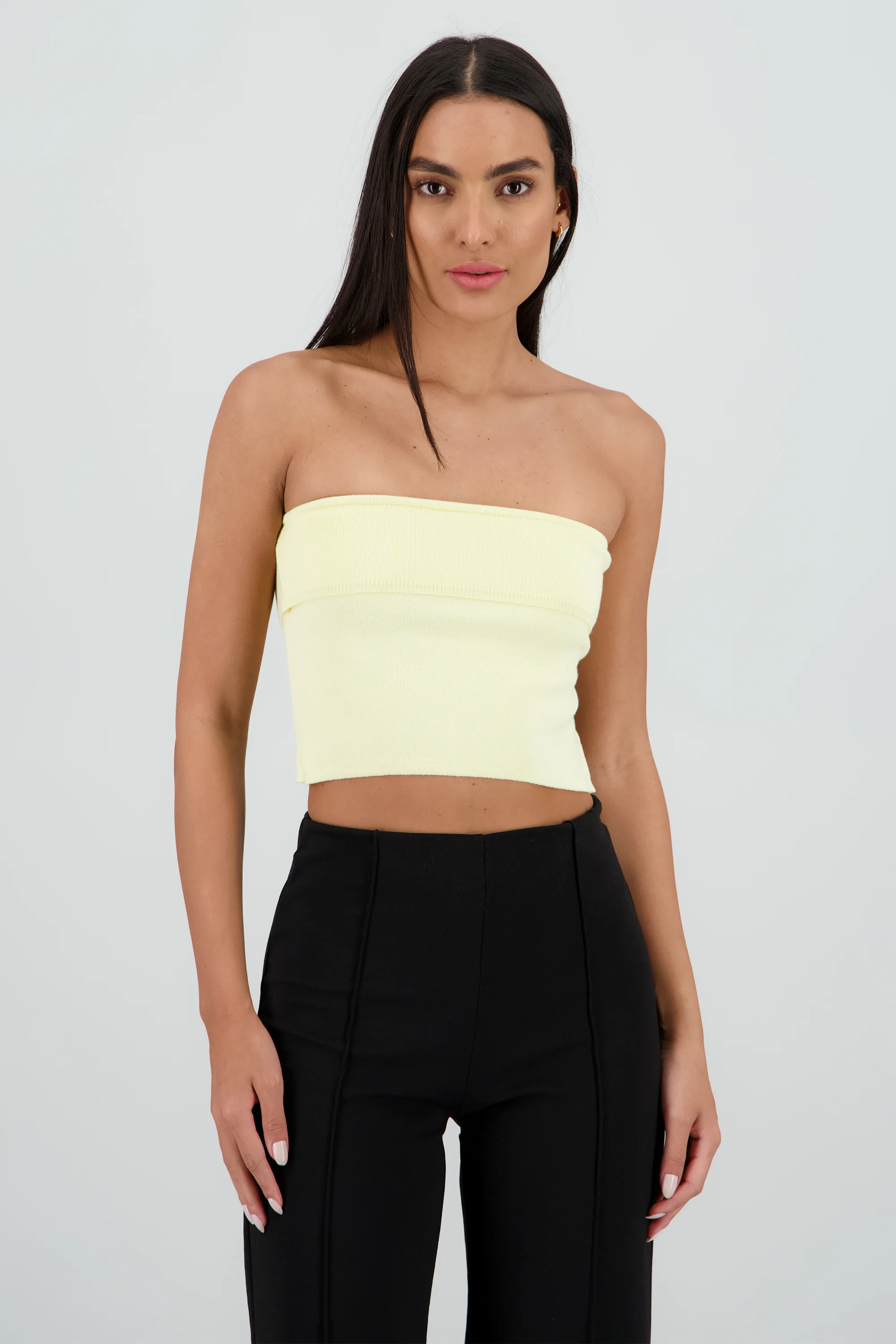Top strapless crop doblez