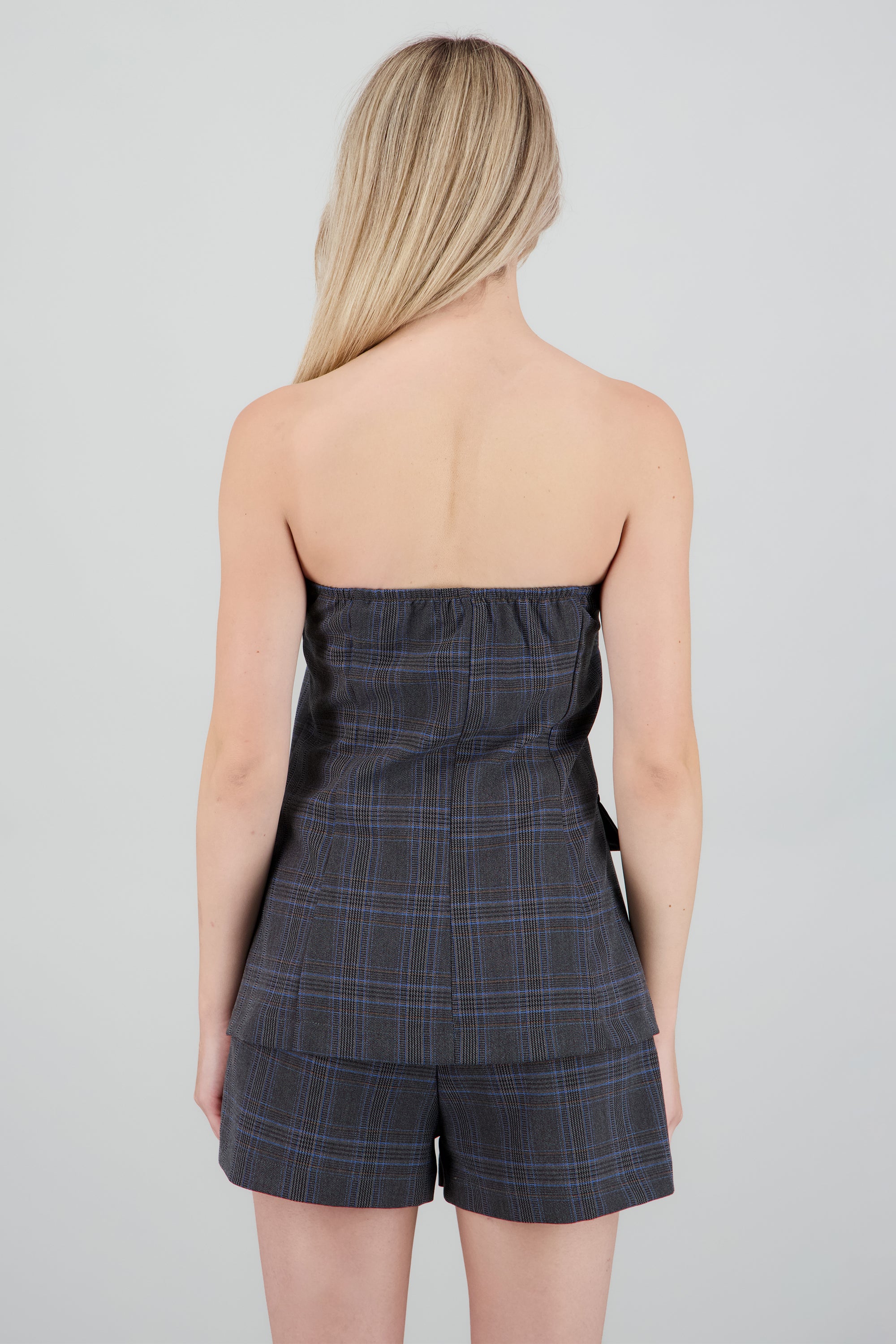 Top strapless estampado cuadros - Image 4