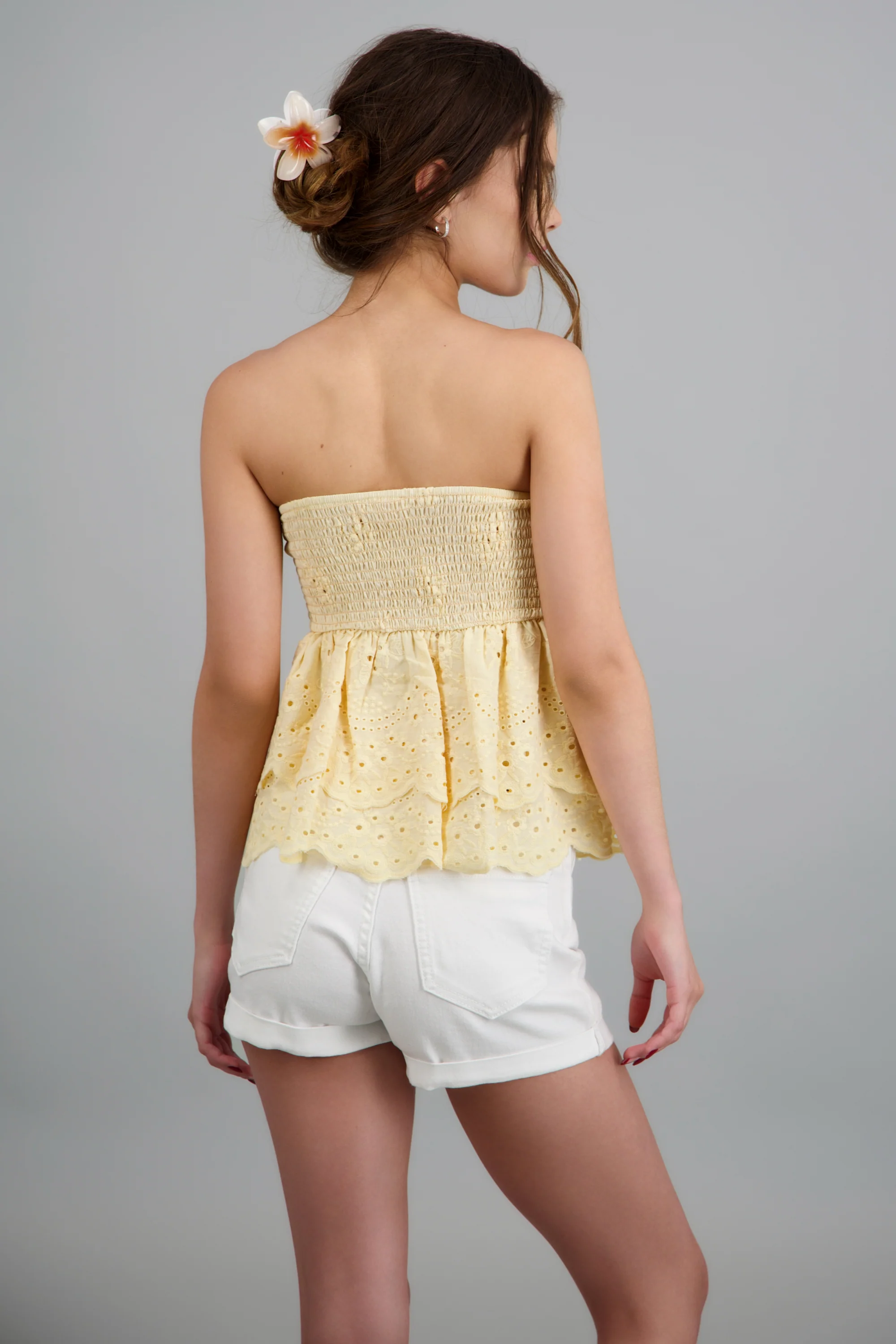 Top strapless mini olanes tela con bordados - Image 4