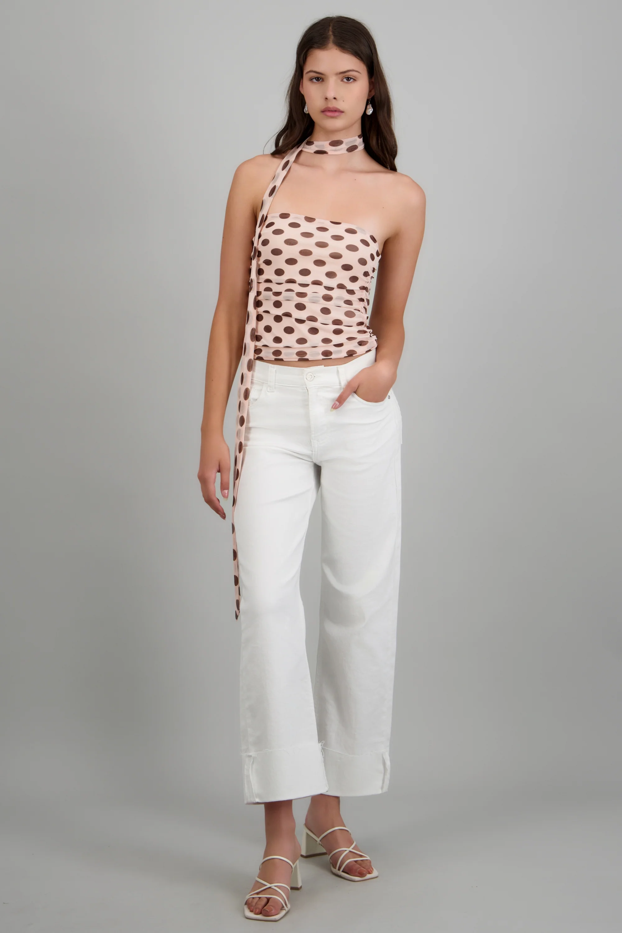 Top strapples drapeado detalle bufanda polka - Image 3