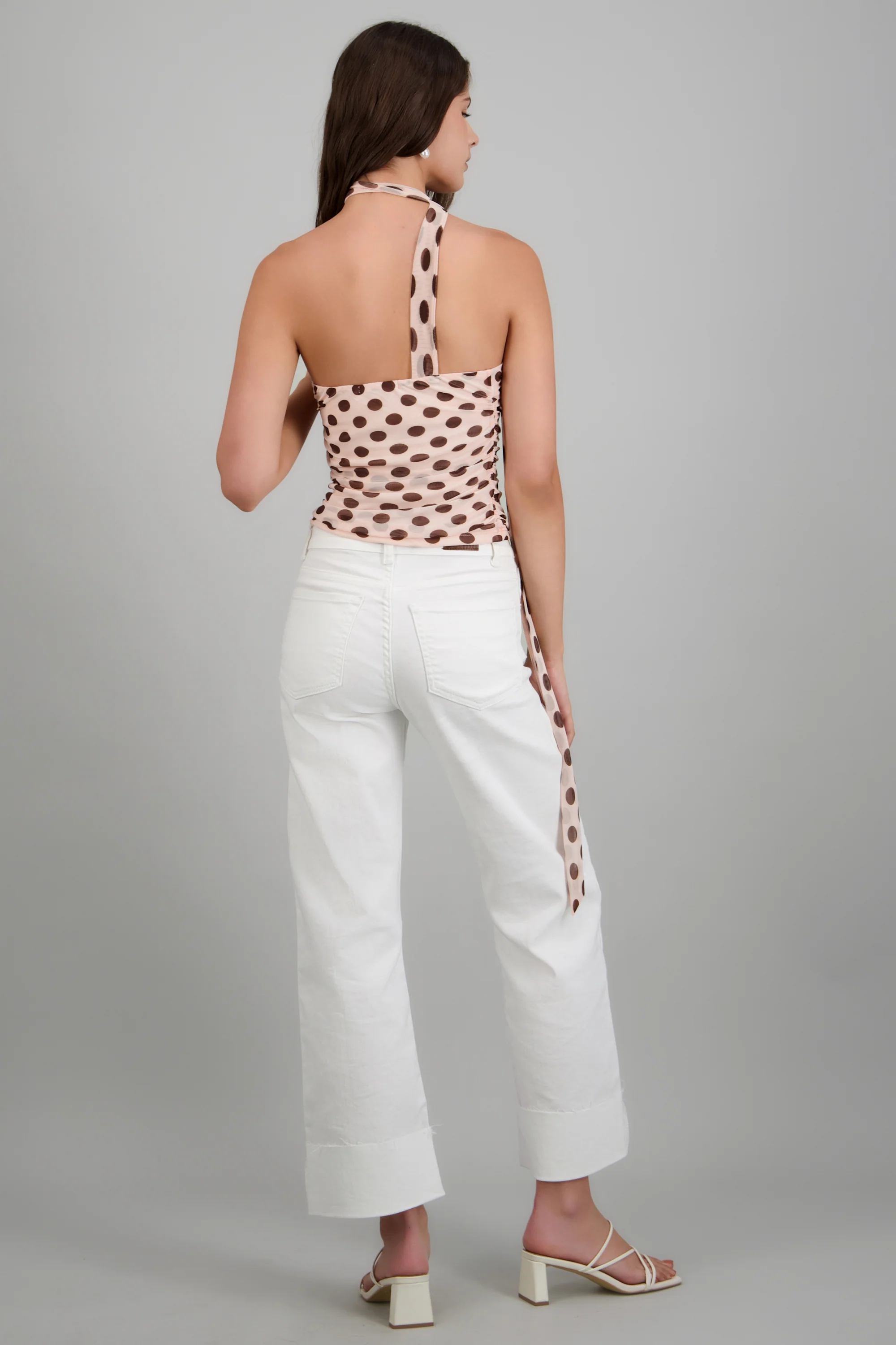 Top strapples drapeado detalle bufanda polka - Image 4