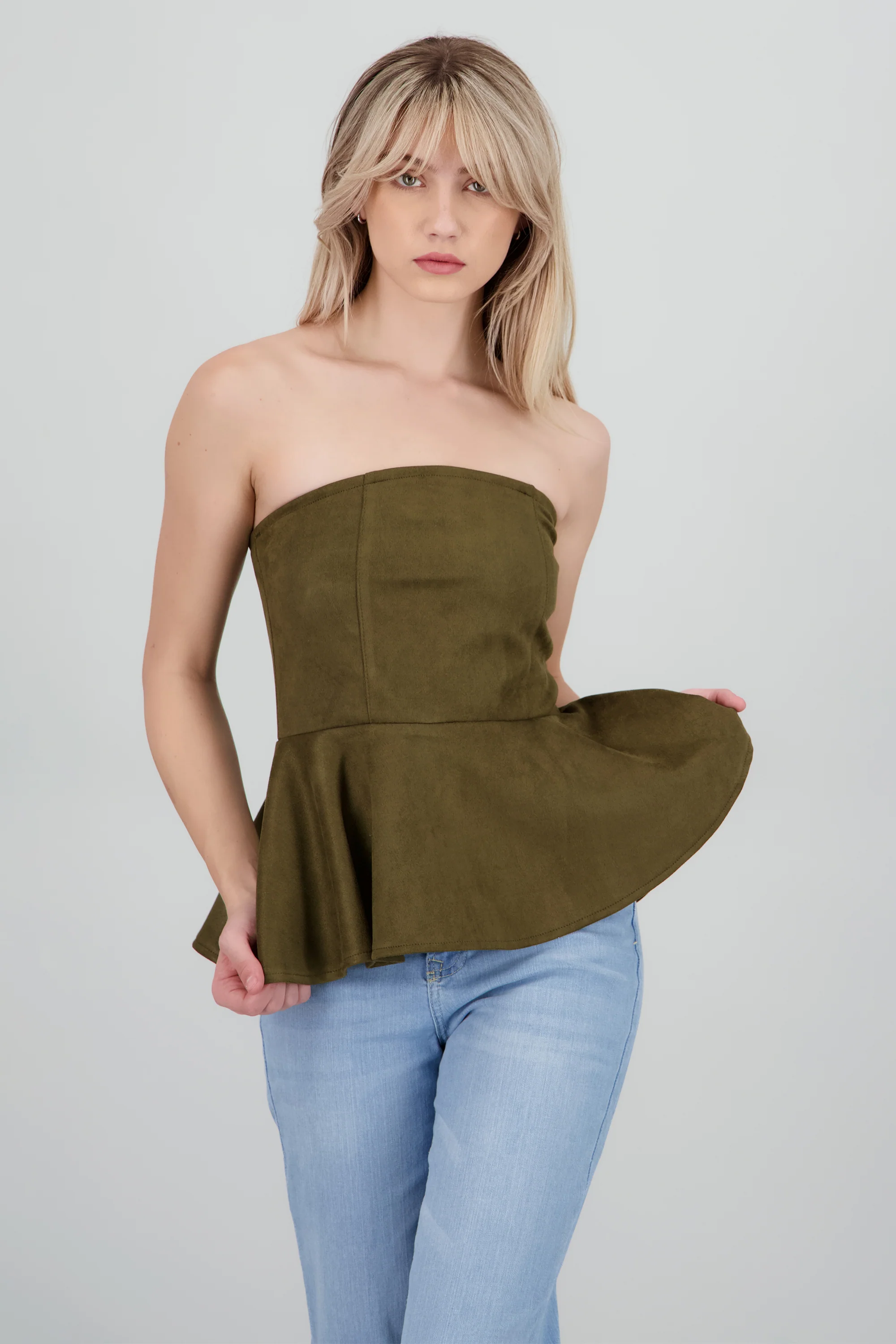 Top Strapples Suede Peplum - Image 2