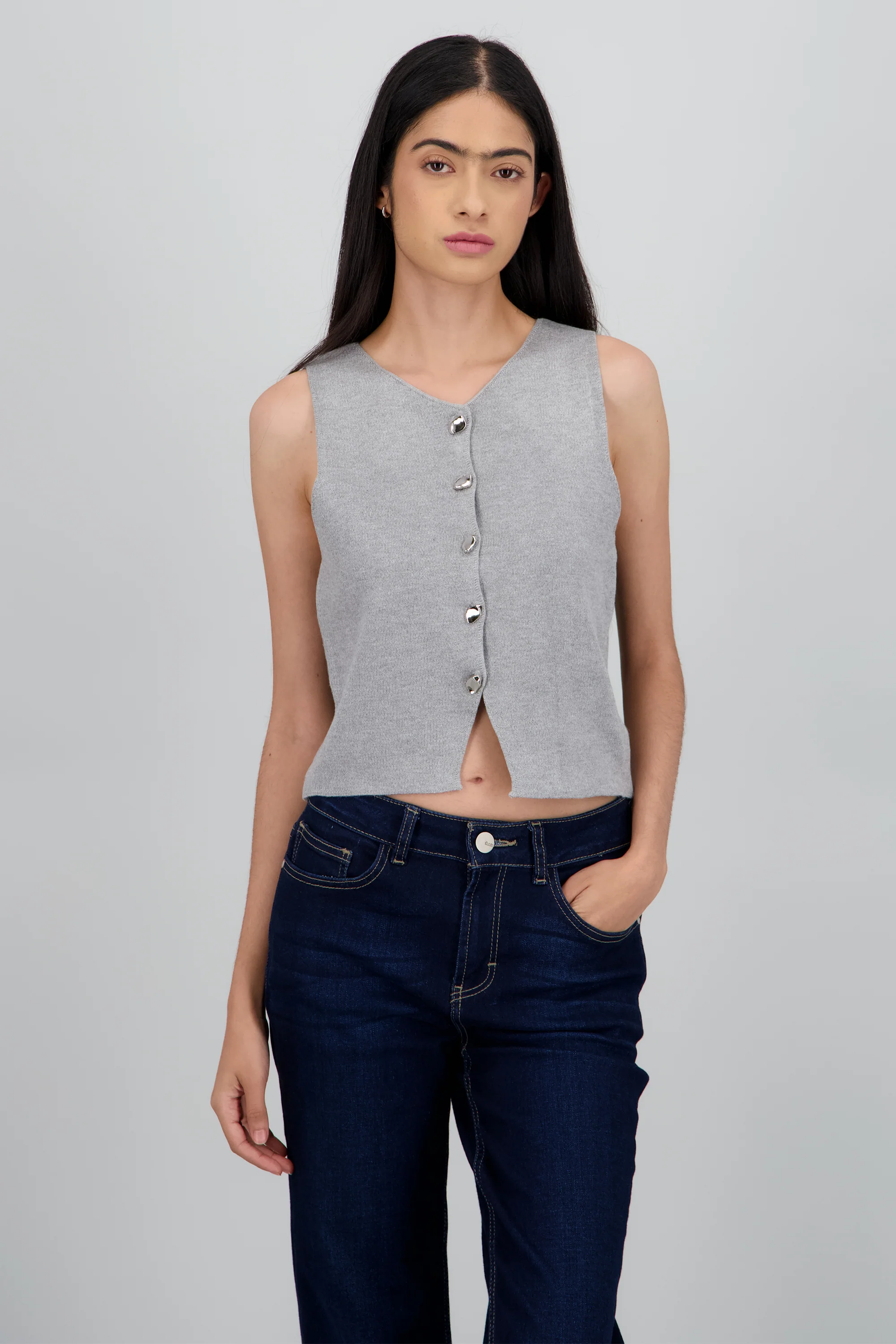 Top tejido con detalle botones