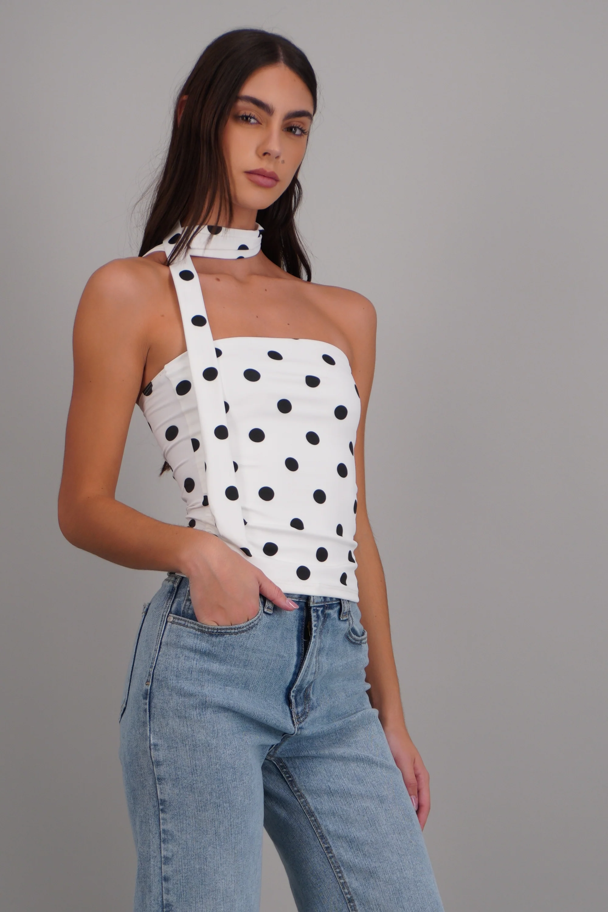 Top tubo detalle bufanda polka dots - Image 2