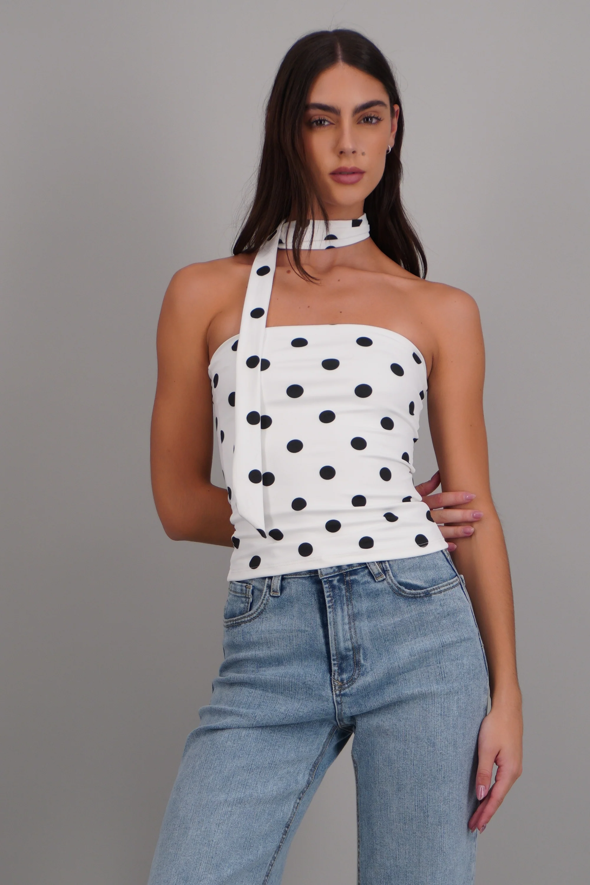 Top tubo detalle bufanda polka dots - Image 3