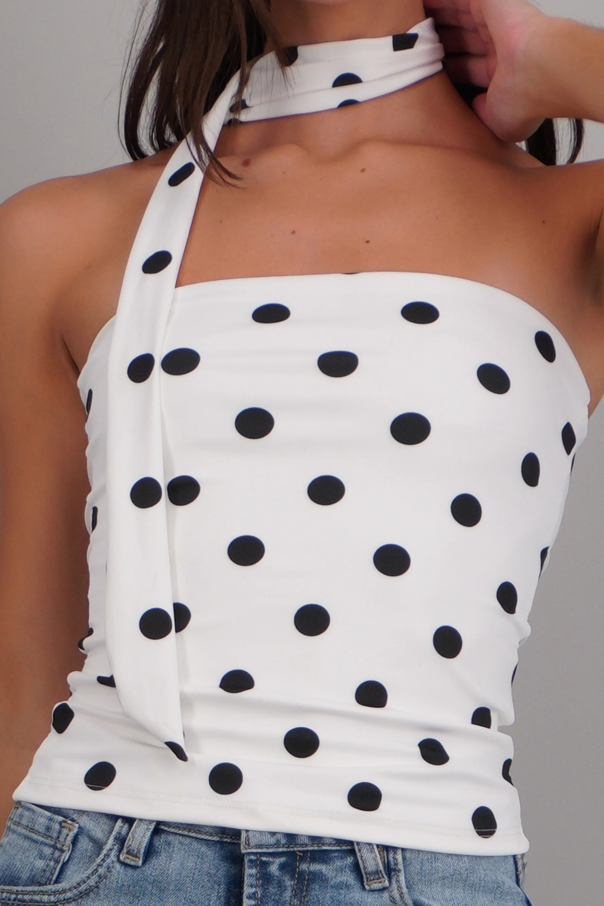 Top tubo detalle bufanda polka dots - Image 5