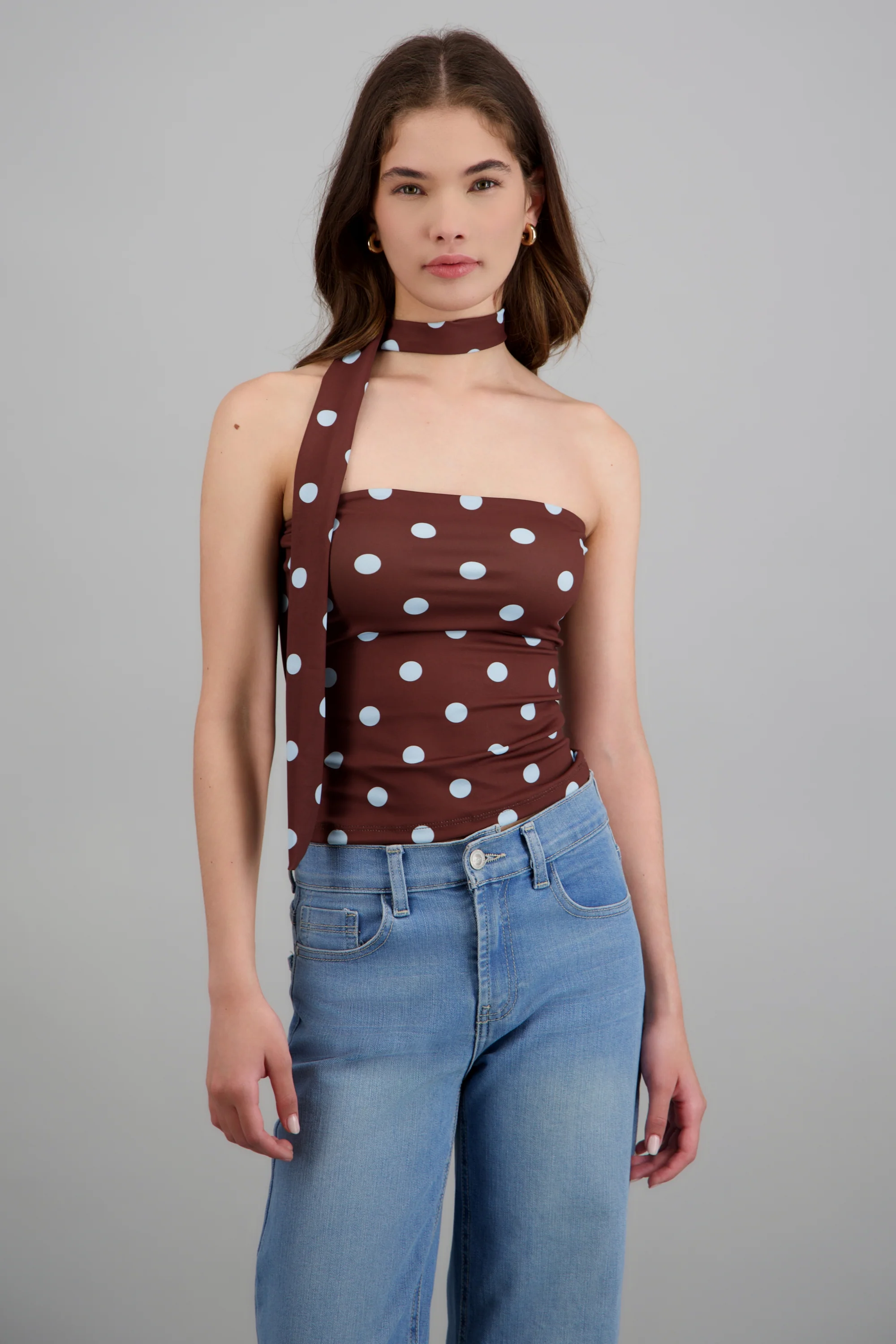 Top tubo detalle bufanda polka dots - Image 3