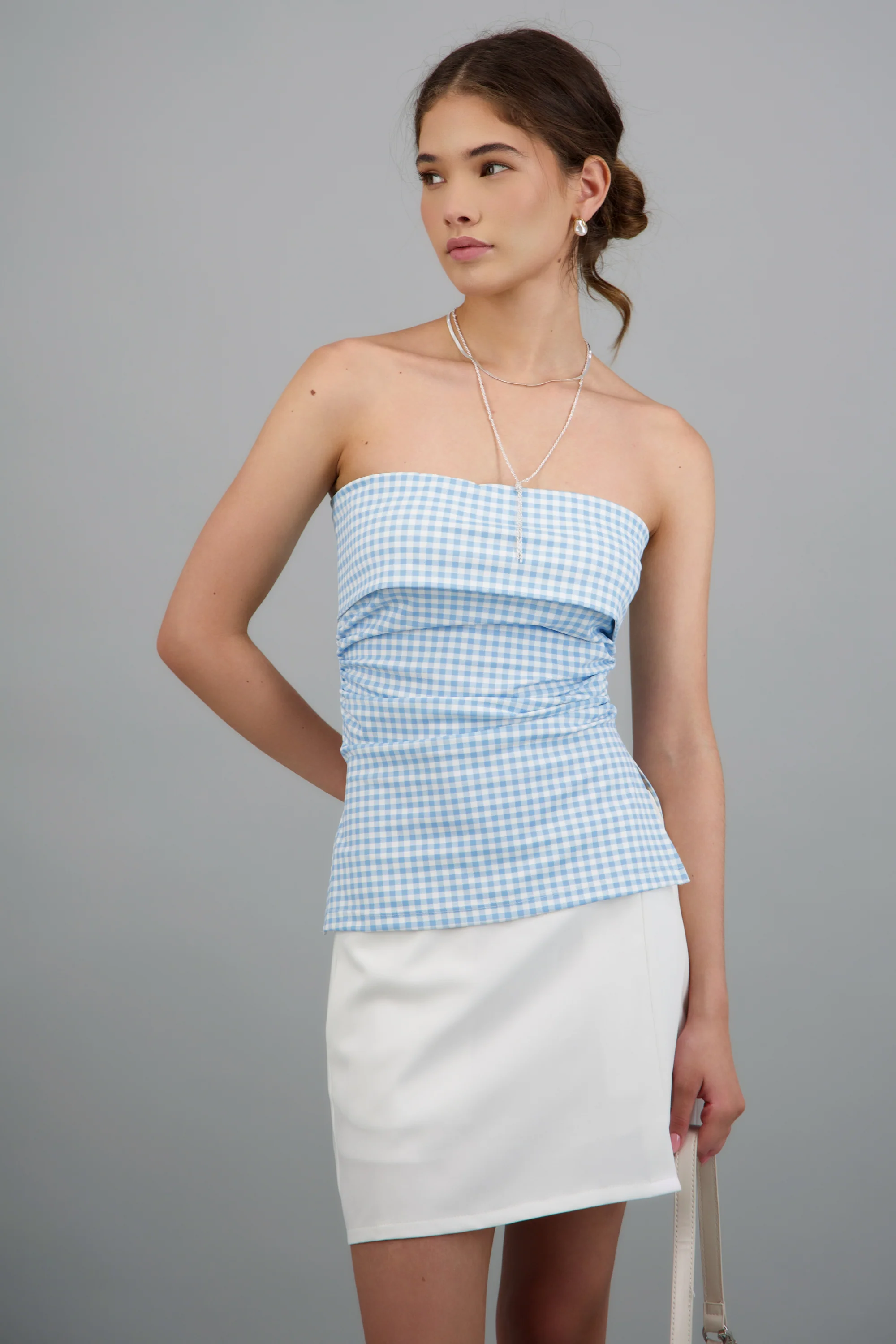 Top tubo doblez gingham - Image 2