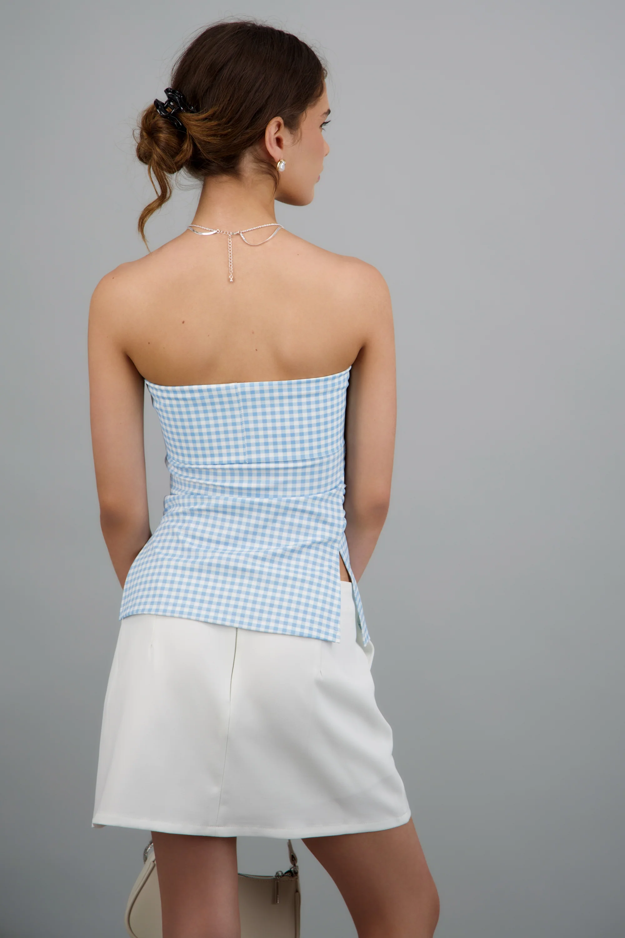 Top tubo doblez gingham - Image 4