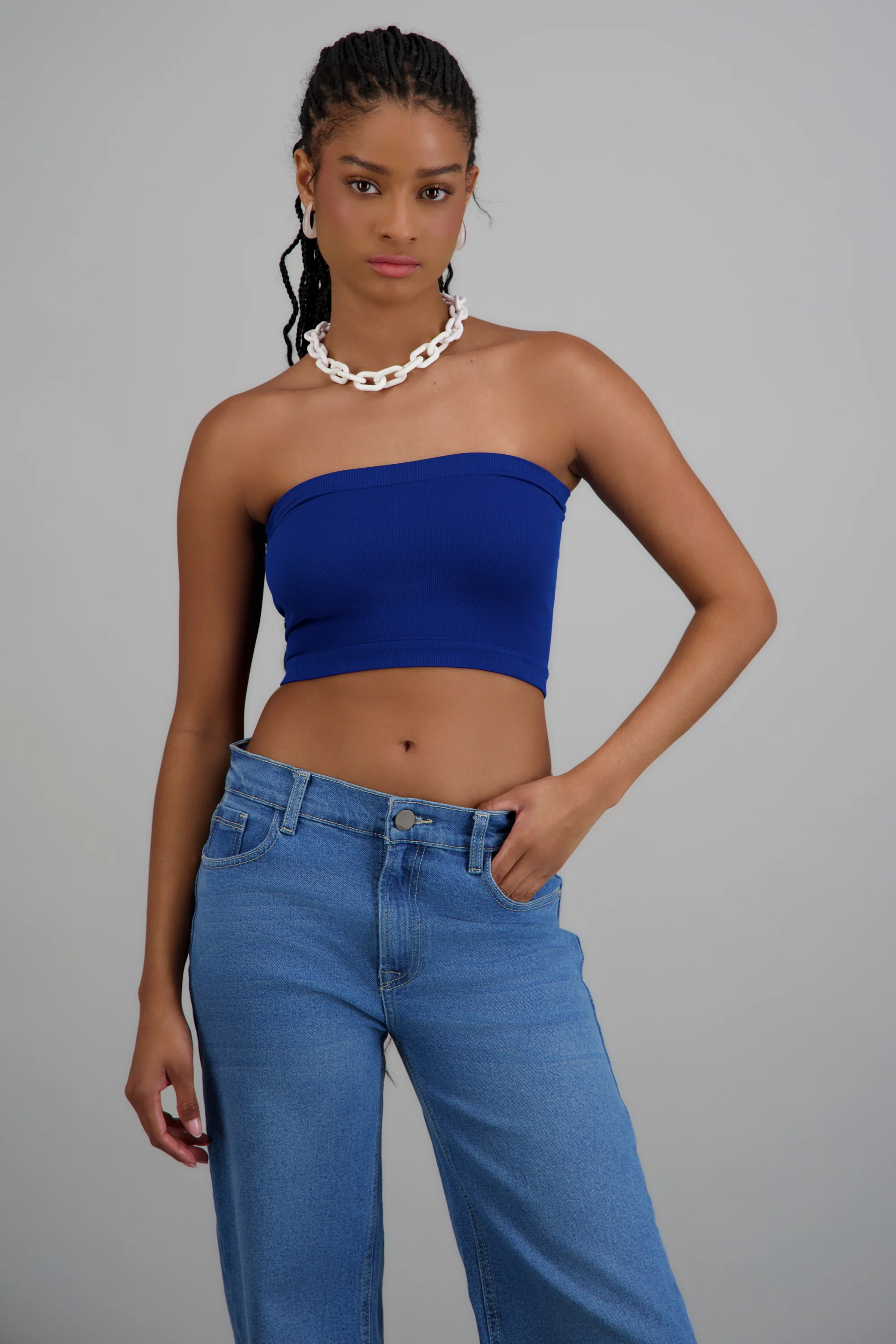 Top tubo seamless acanalado liso