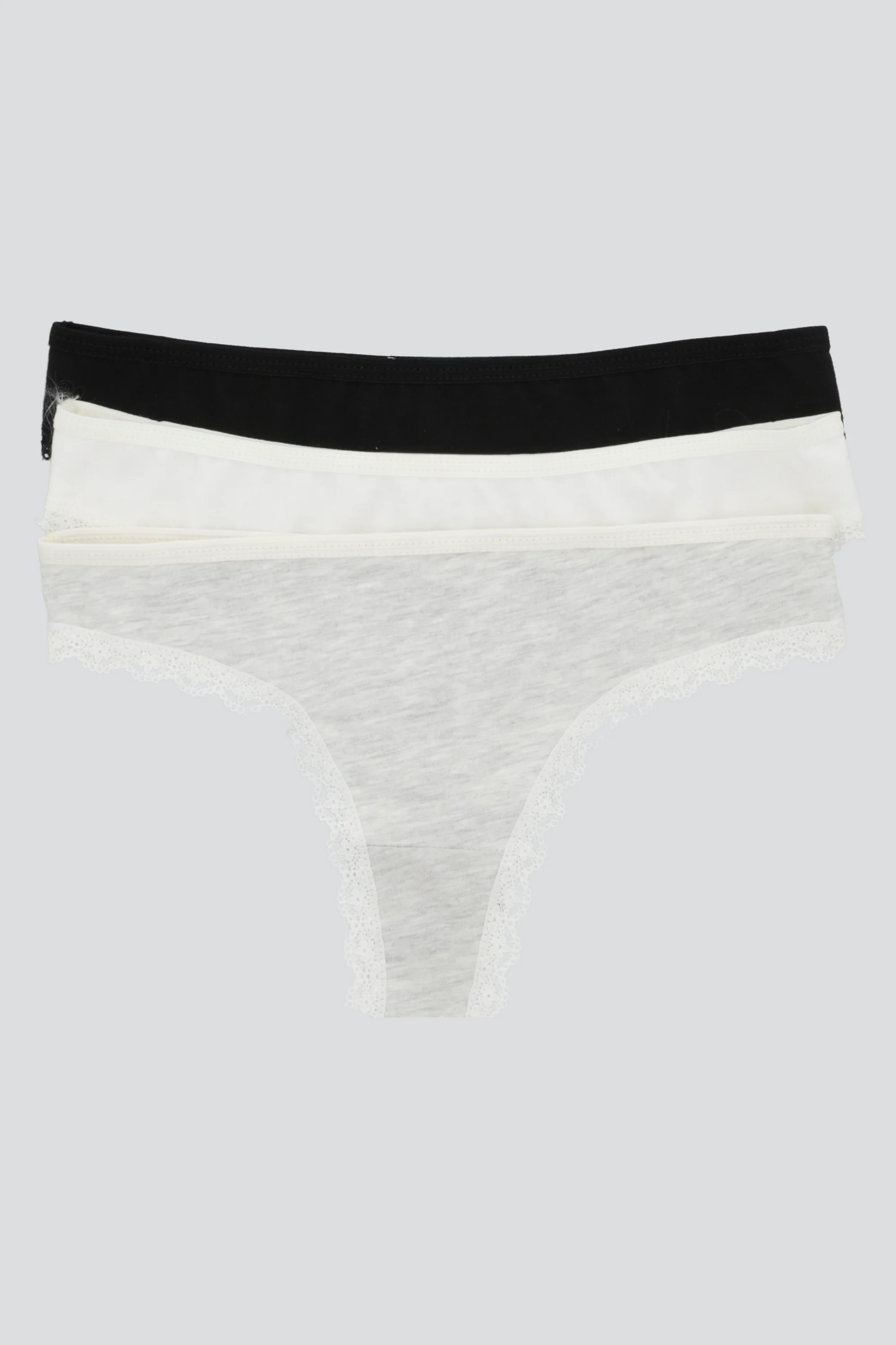 Tripack tanga básica bordes encaje