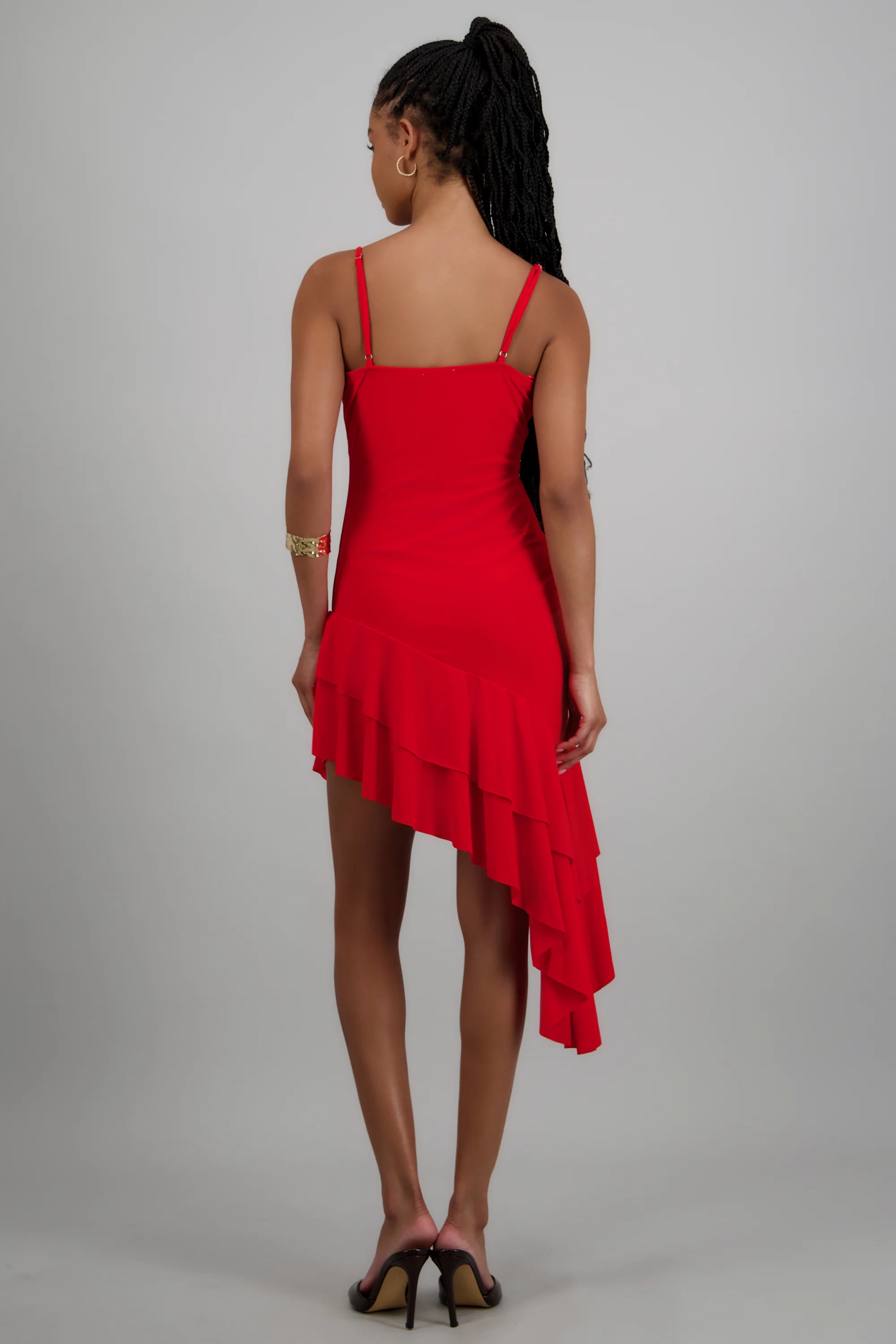 Vestido asimétrico cuello cascada tirantes - Image 4