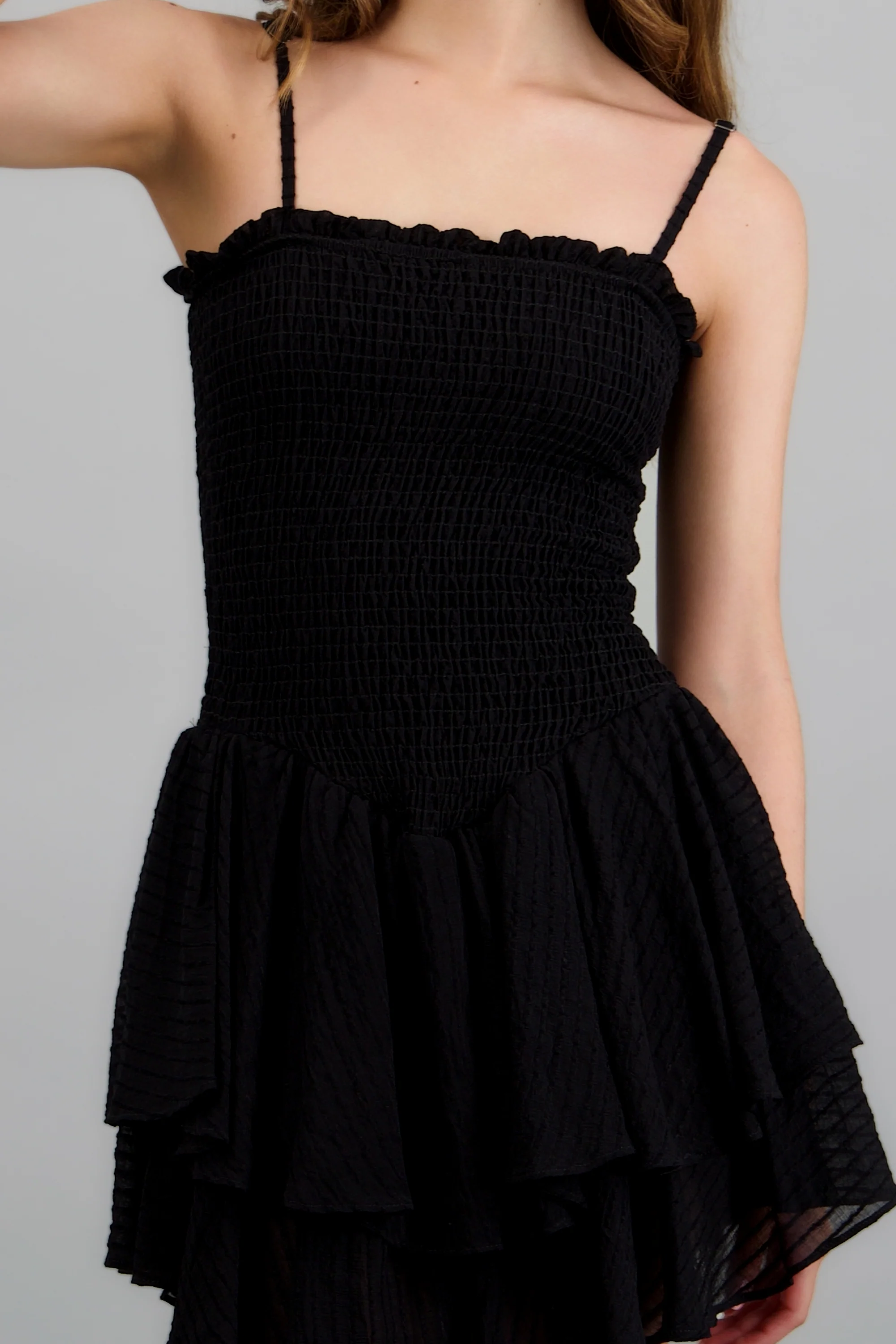 Vestido corto smock falda capas - Image 5