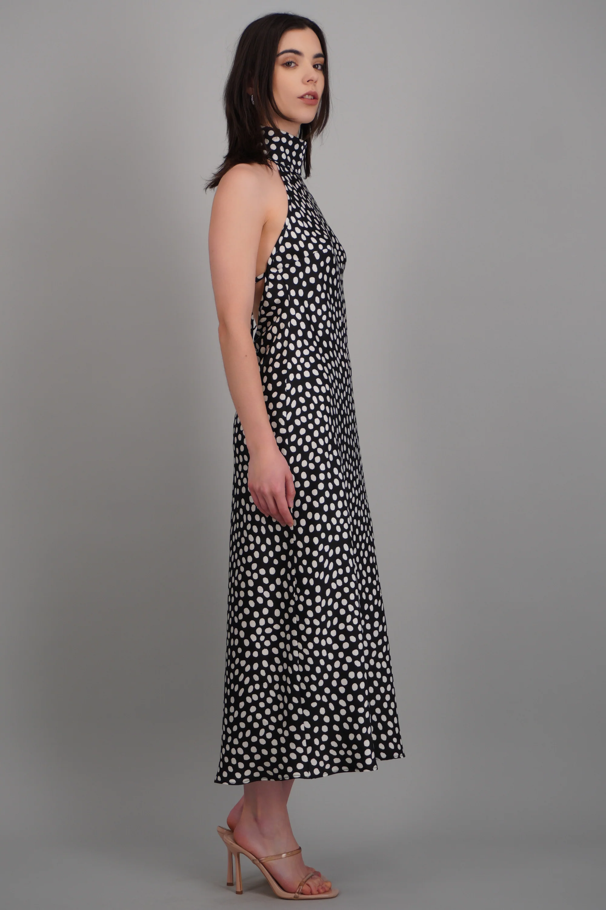 Vestido cuello alto amarre espalda polka dots - Image 2