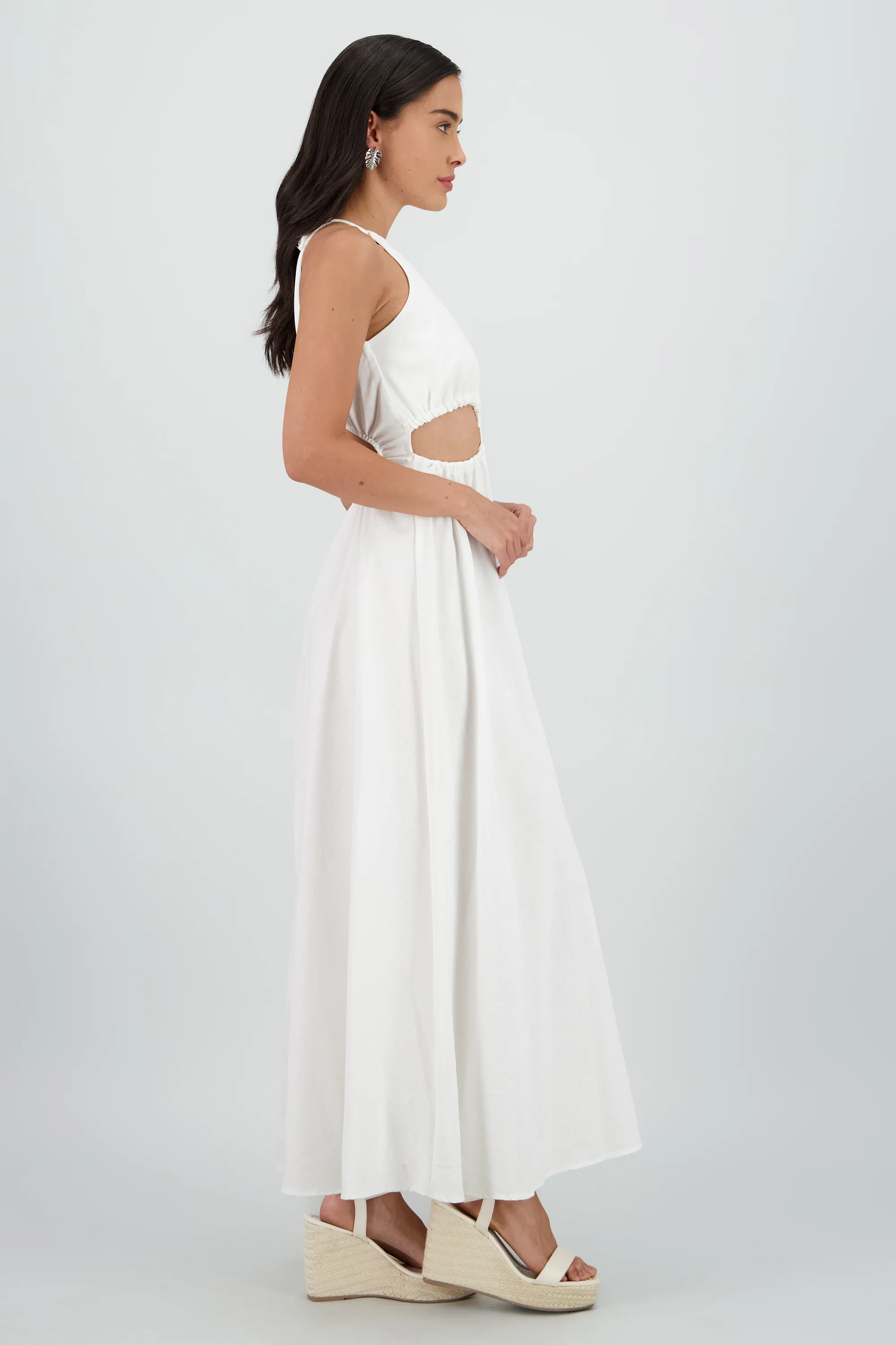 Vestido cut out maxi lino - Image 3