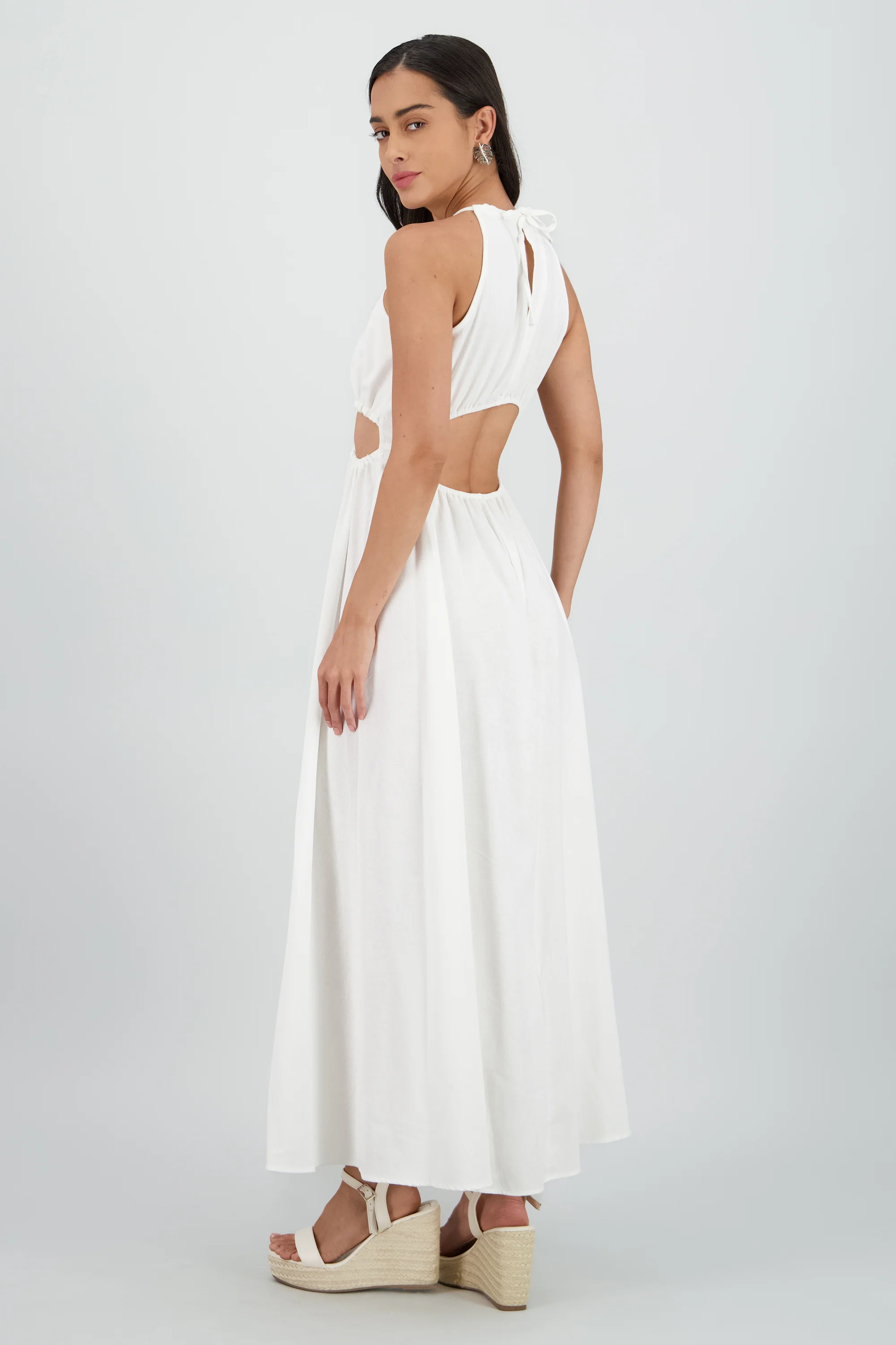 Vestido cut out maxi lino - Image 4