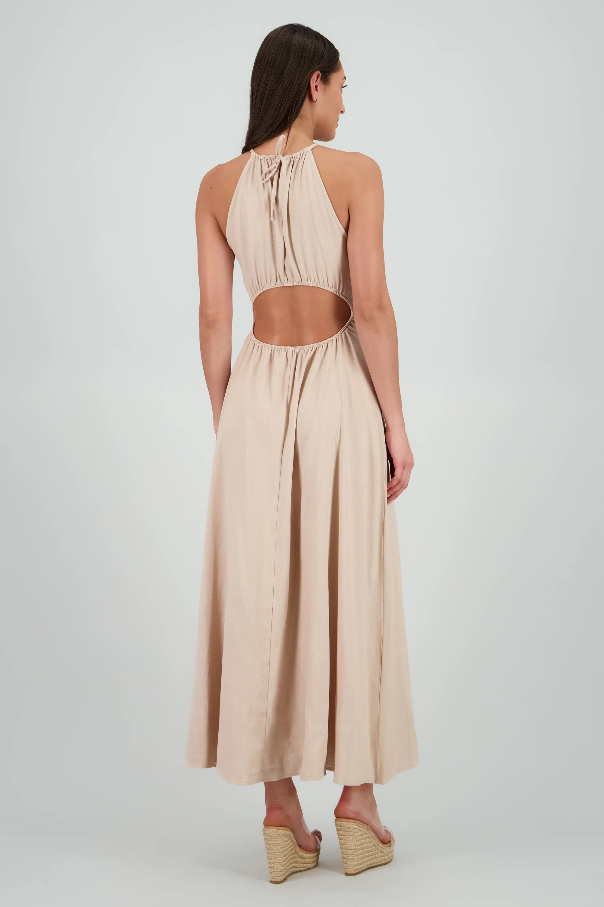 Vestido cut out maxi lino - Image 4