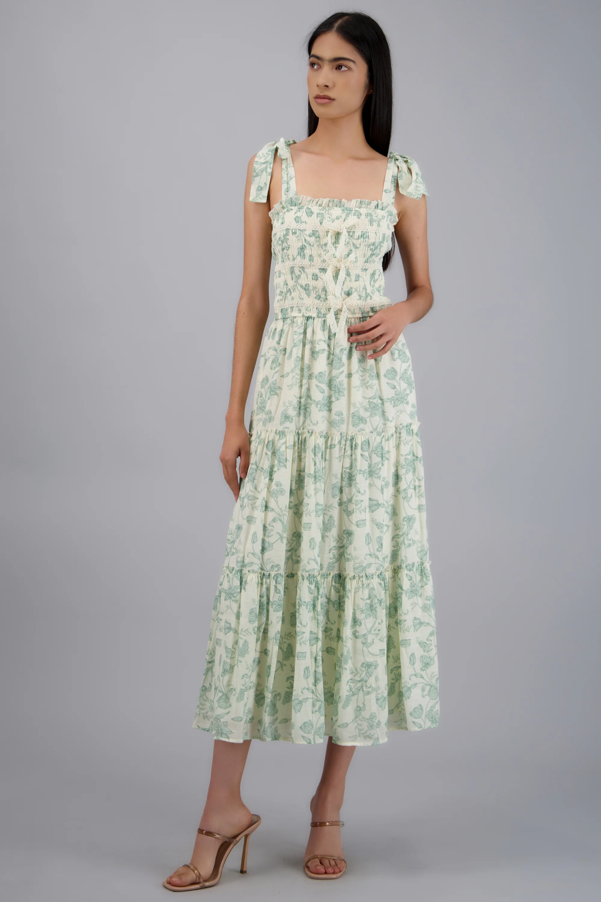 Vestido detalle moños estampado flores - Image 2